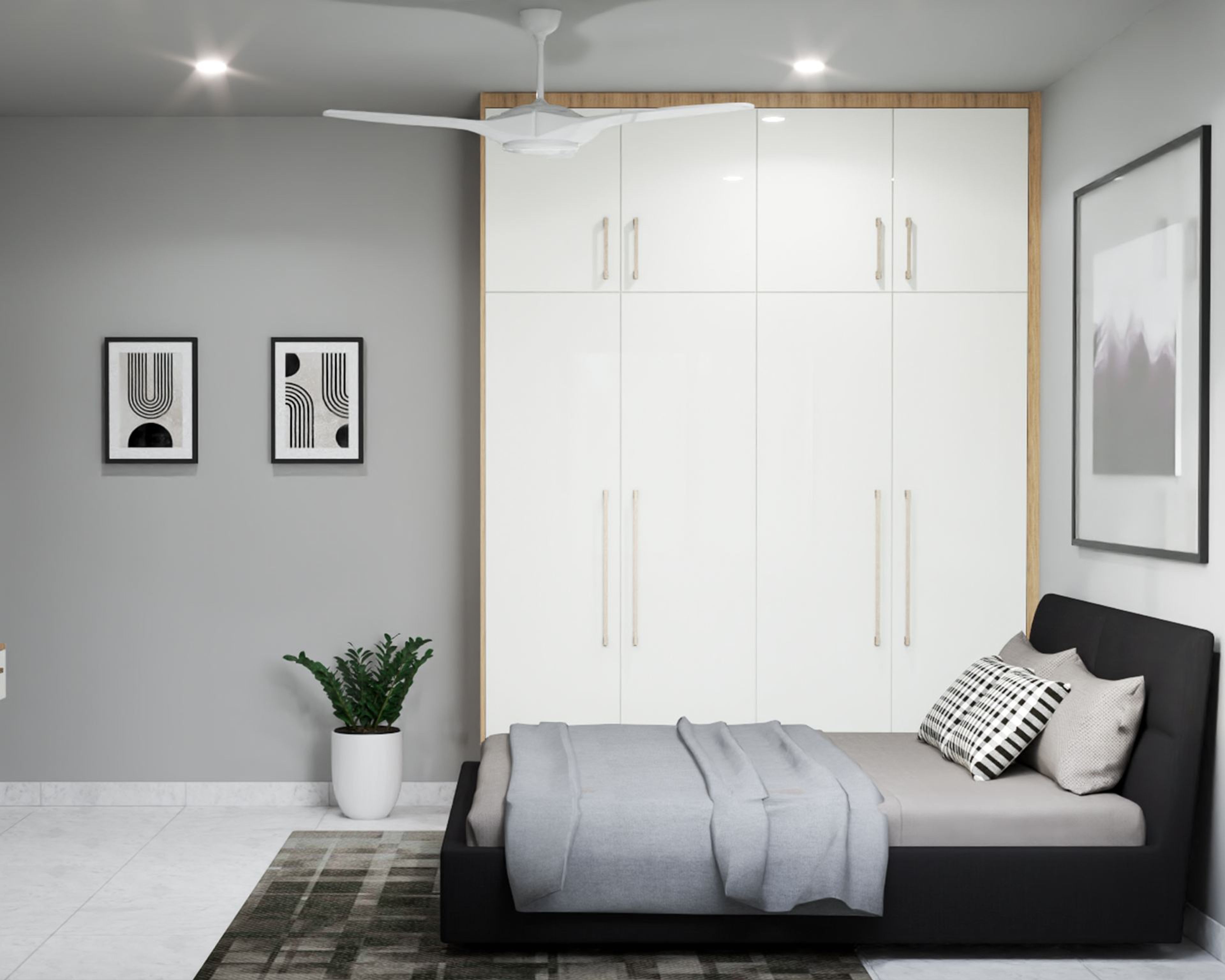 Black And White Contemporary Master Bedroom Design