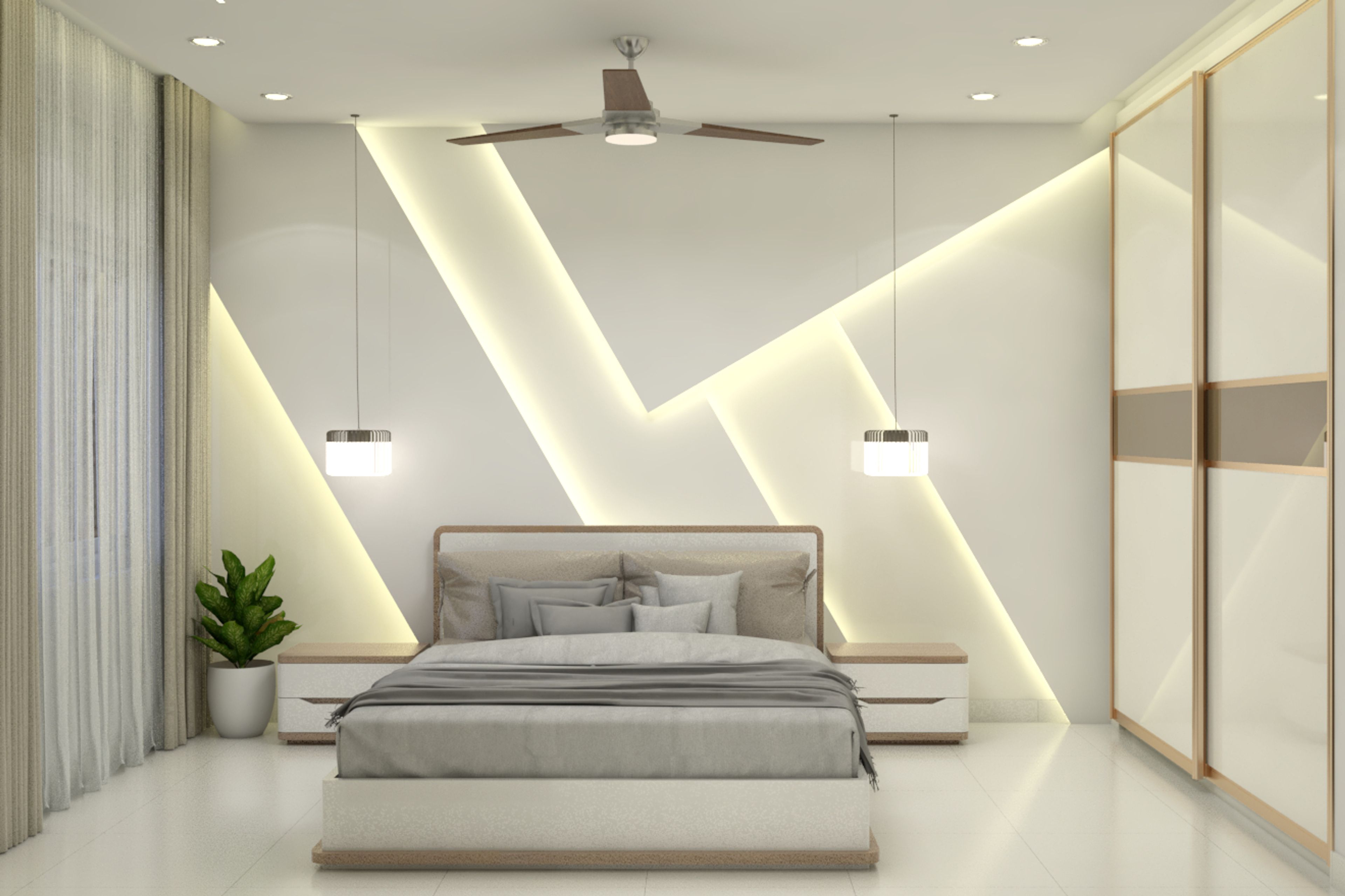 Modern Low-Maintenance Master Bedroom With Accent Wall