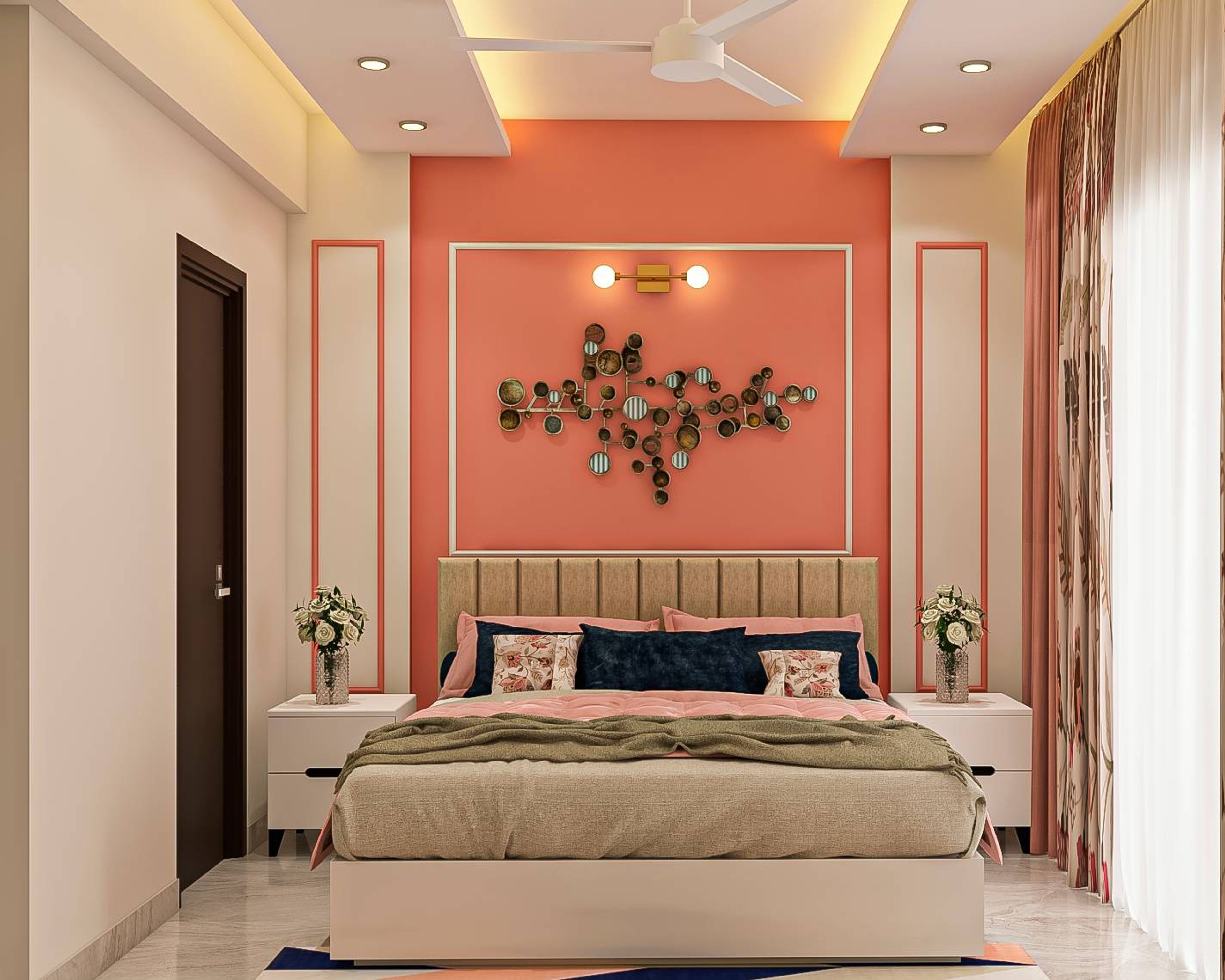 Contemporary Styled Compact Sized Master Bedroom Design