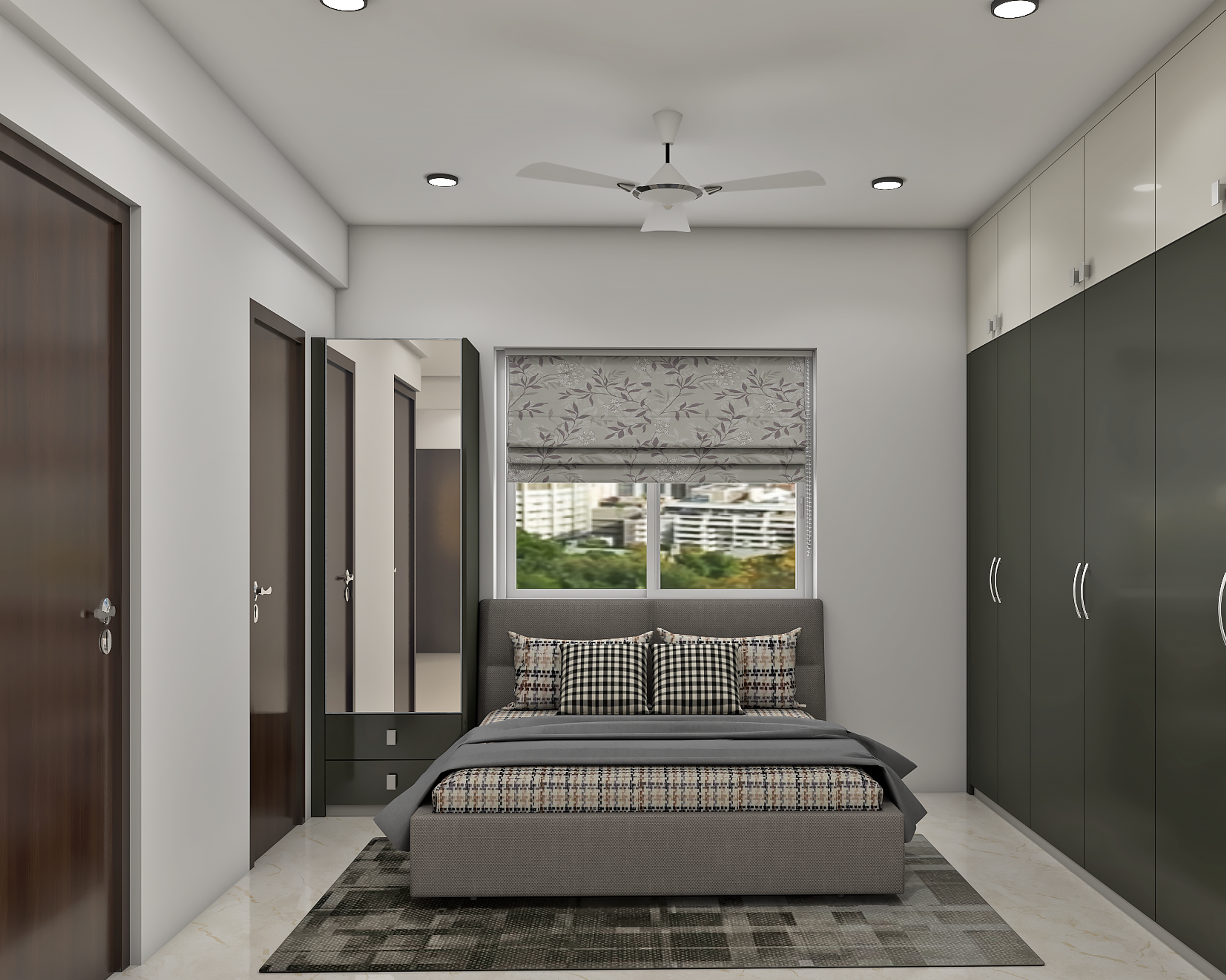 Modern Master Bedroom Design With Grey Bed