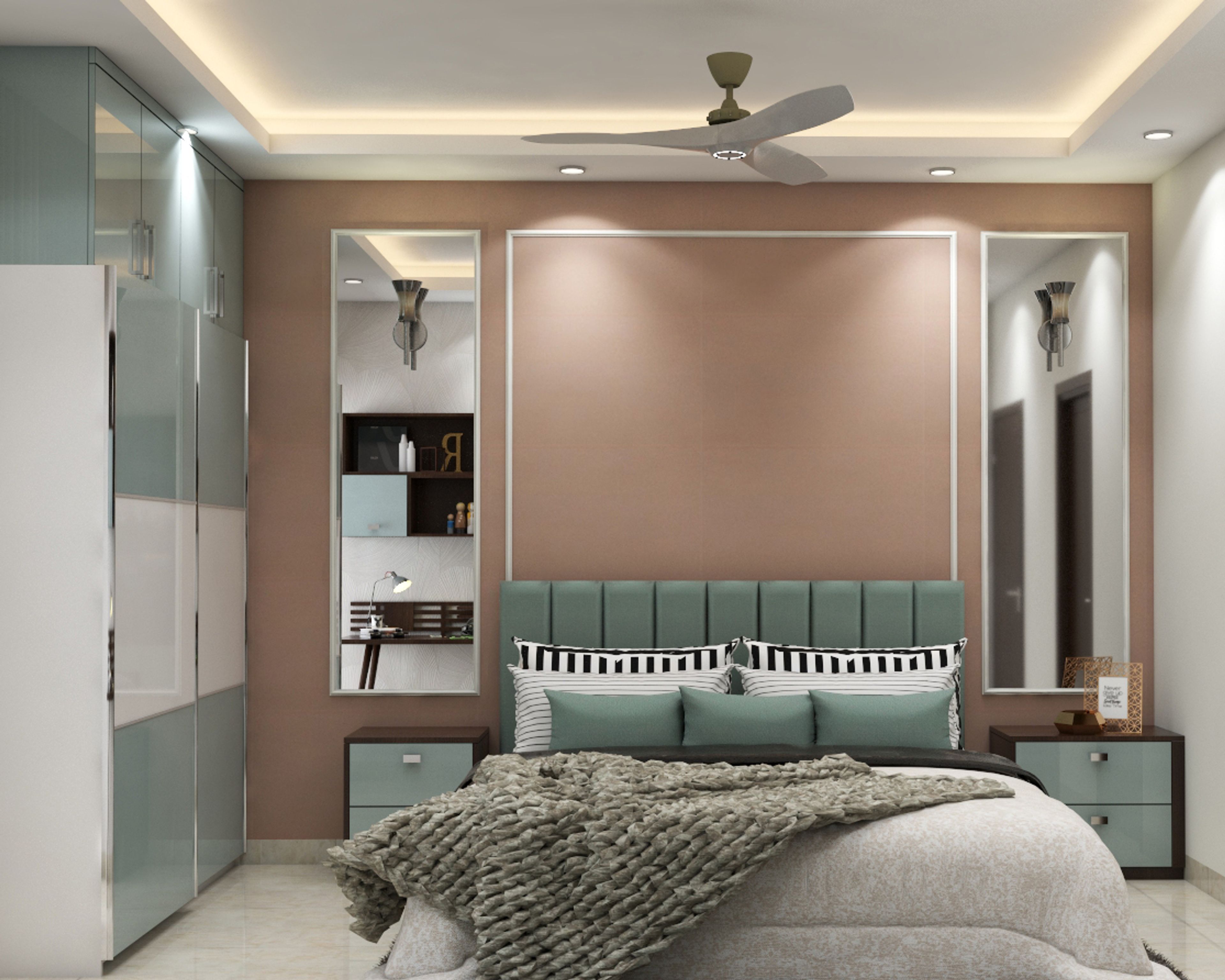 Dual Tone Modern Master Bedroom Design With Side Tables