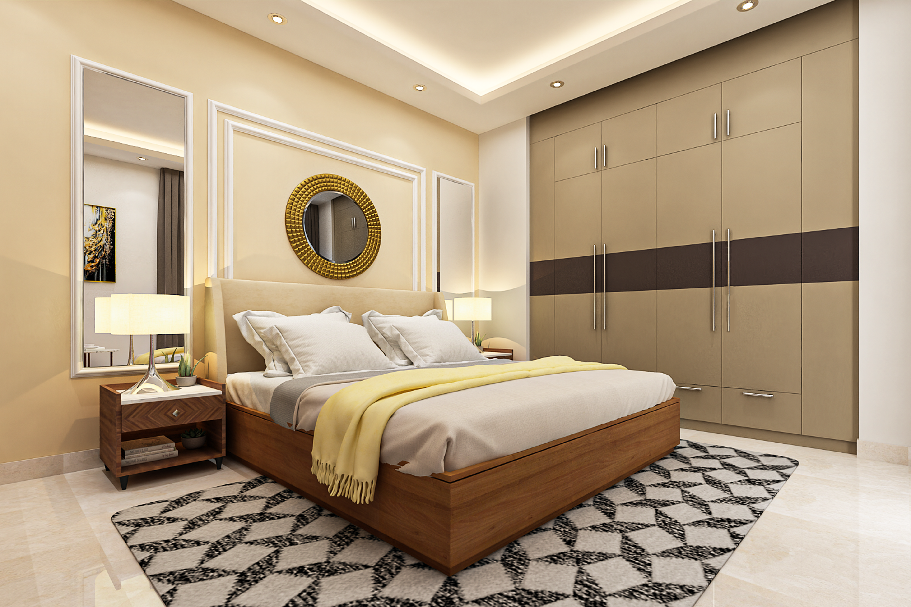 Spacious Master Bedroom Design With Neutral Colour Palette
