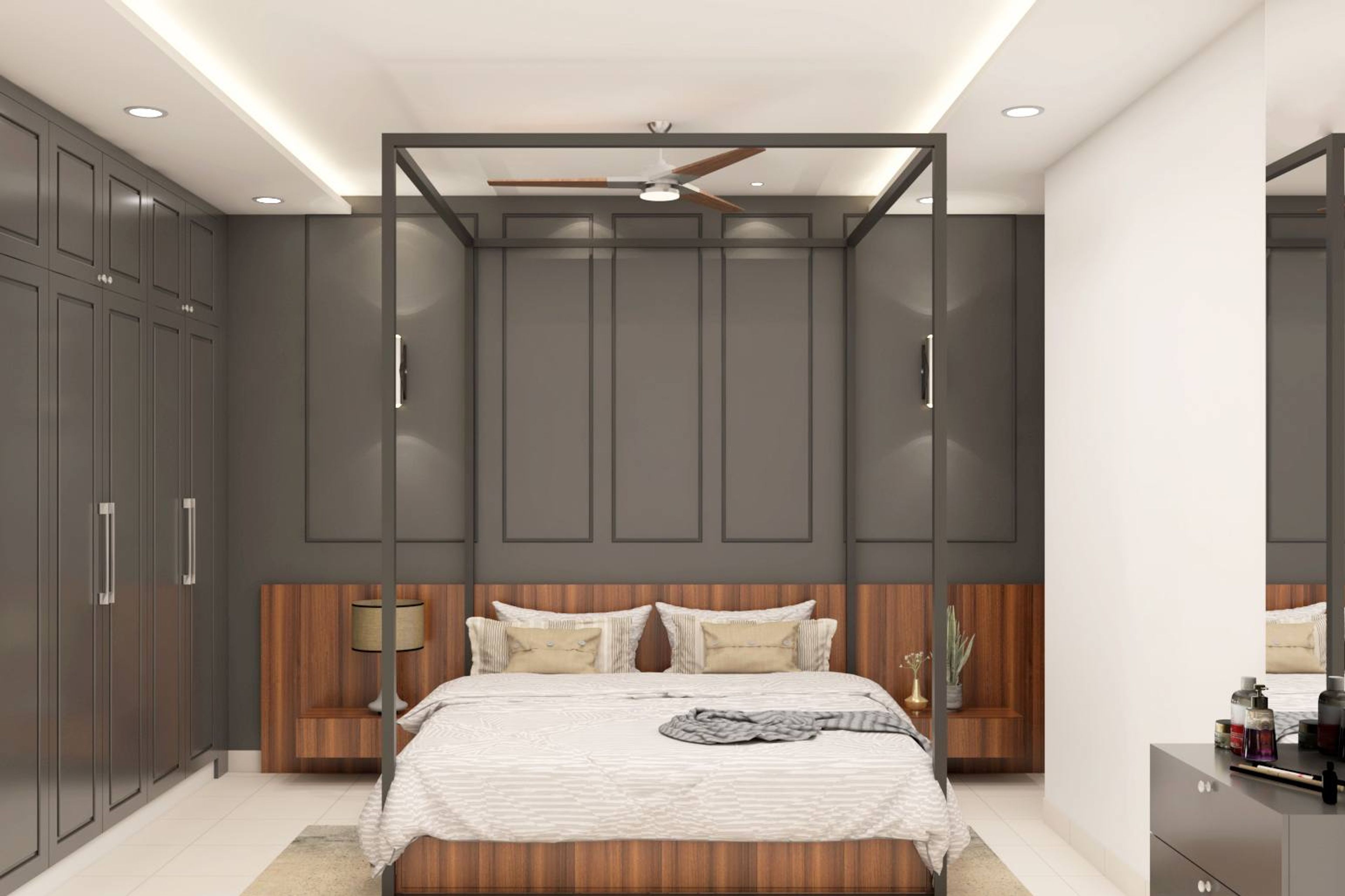 Dark Grey Modern Master Bedroom Design