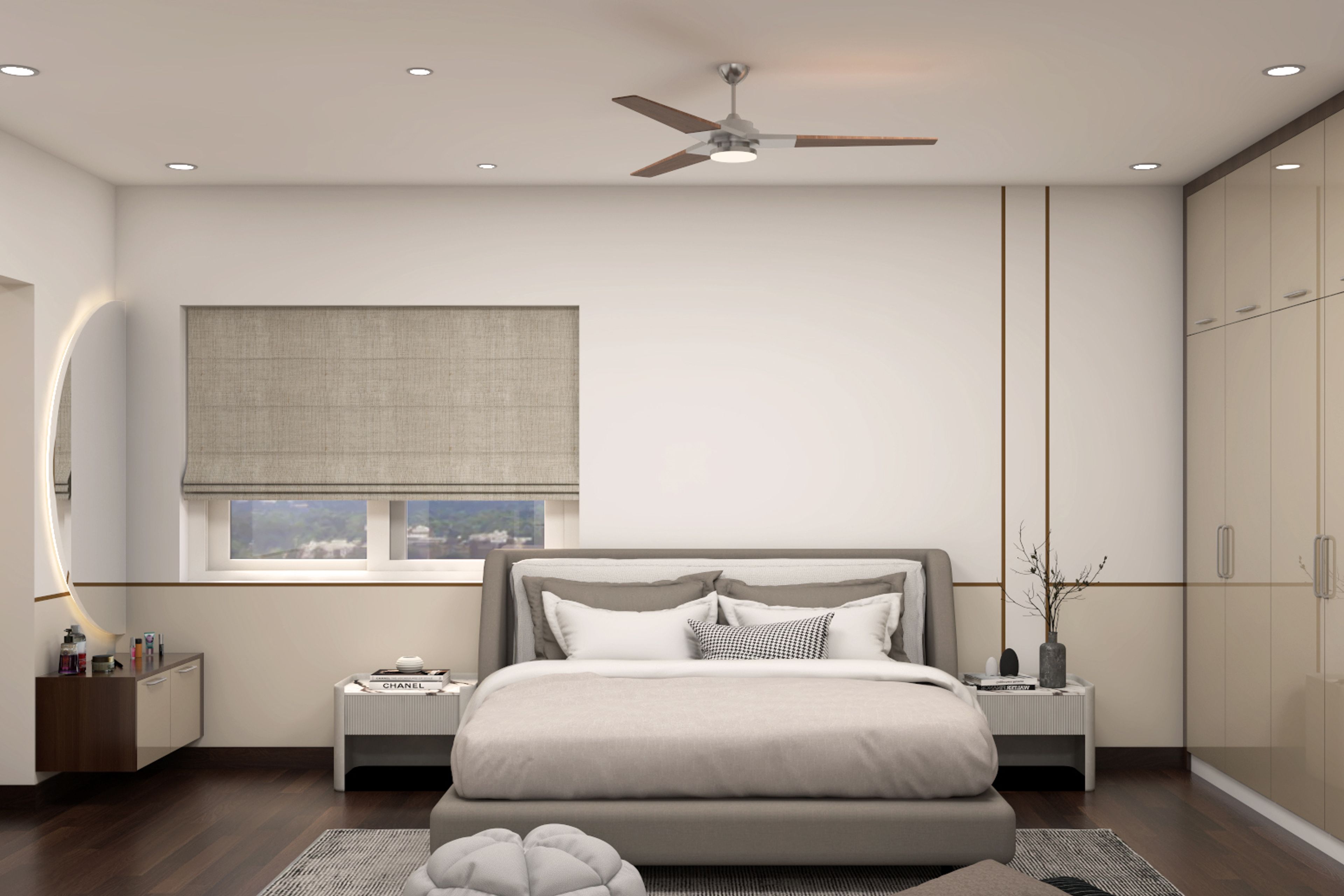 Modern Master Bedroom Design With Chrome Handles