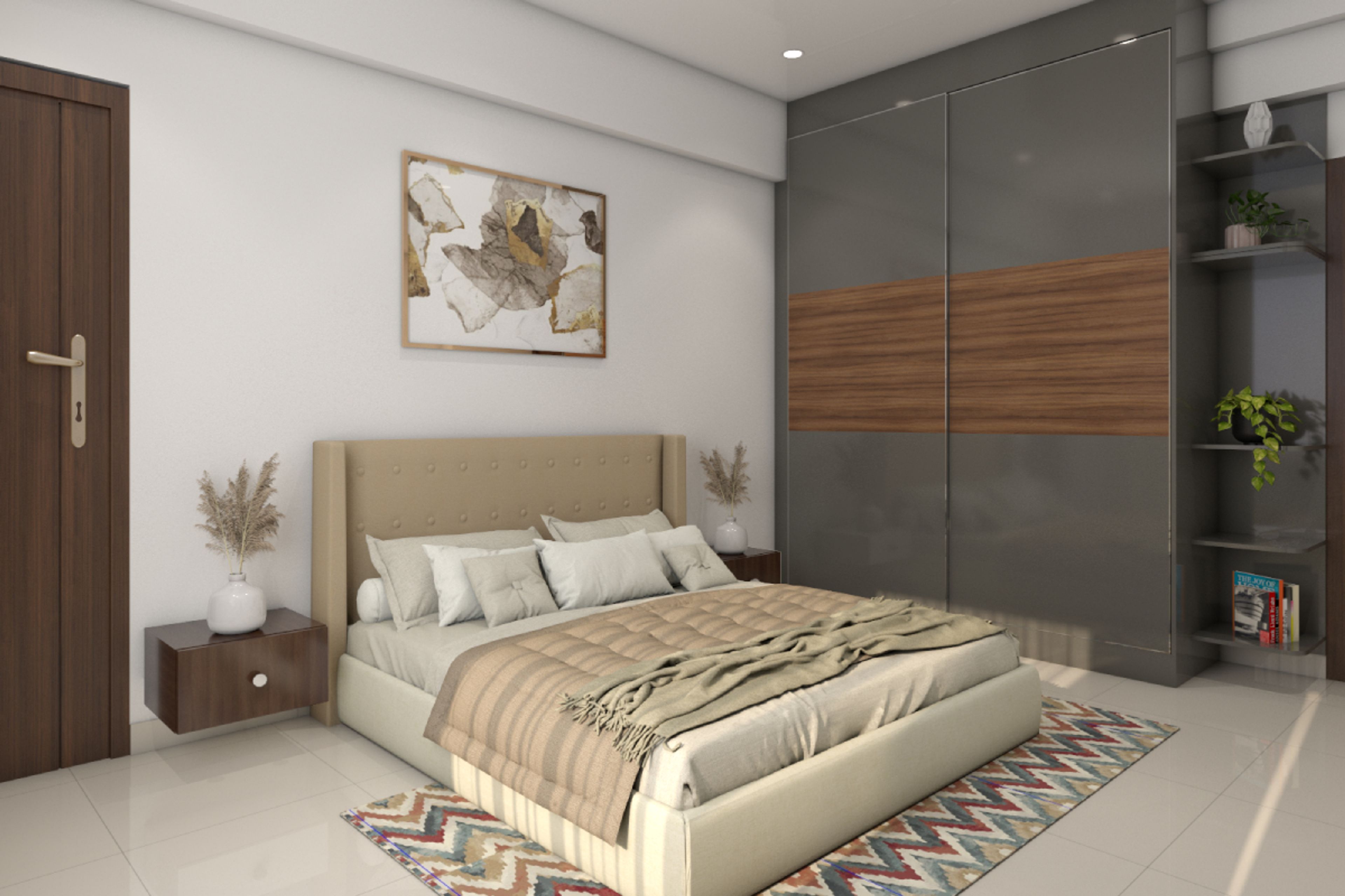 Modern Master Bedroom Design With Wardrobe And Loft