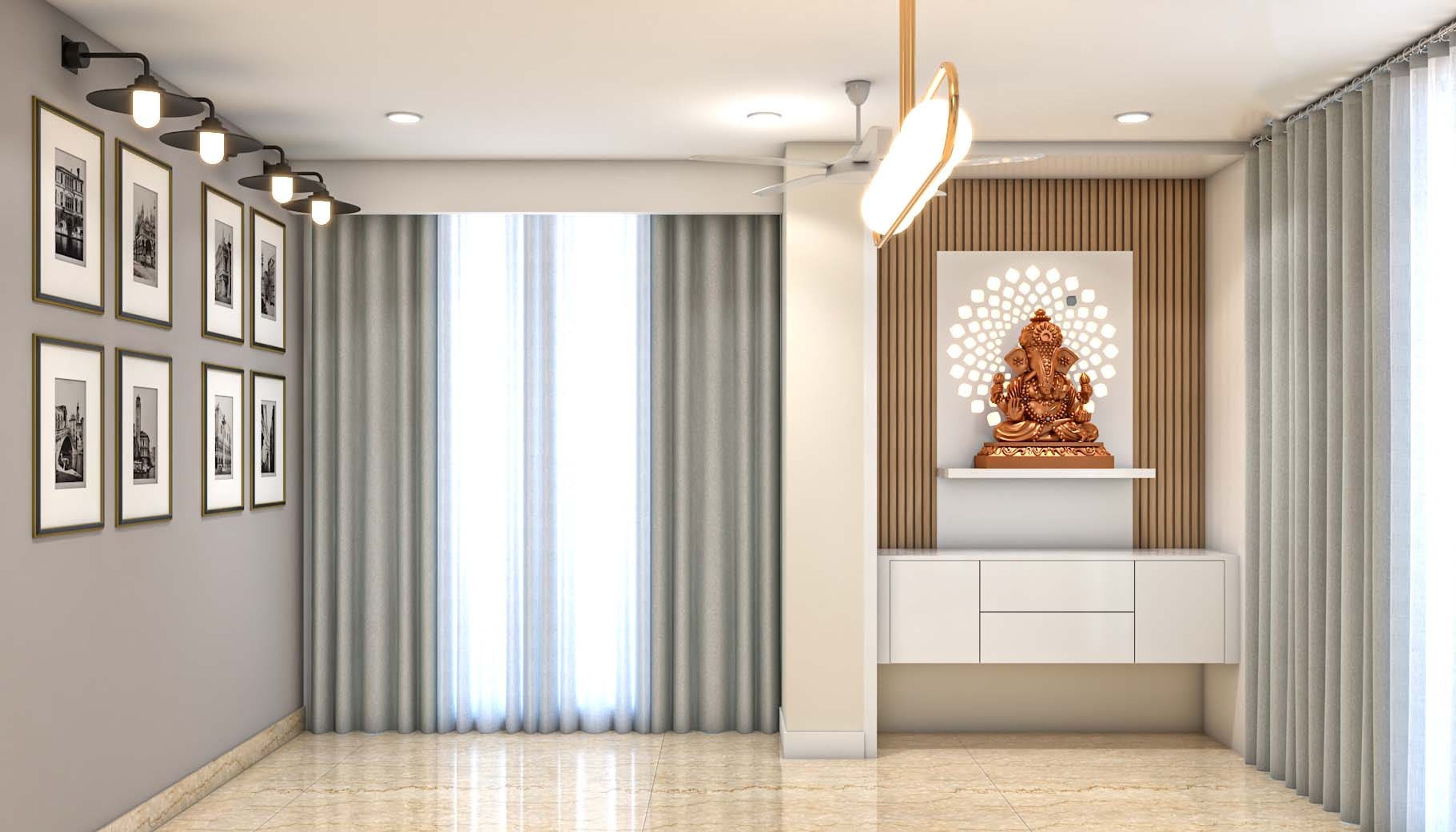 Contemporary Compact Pooja Room Design