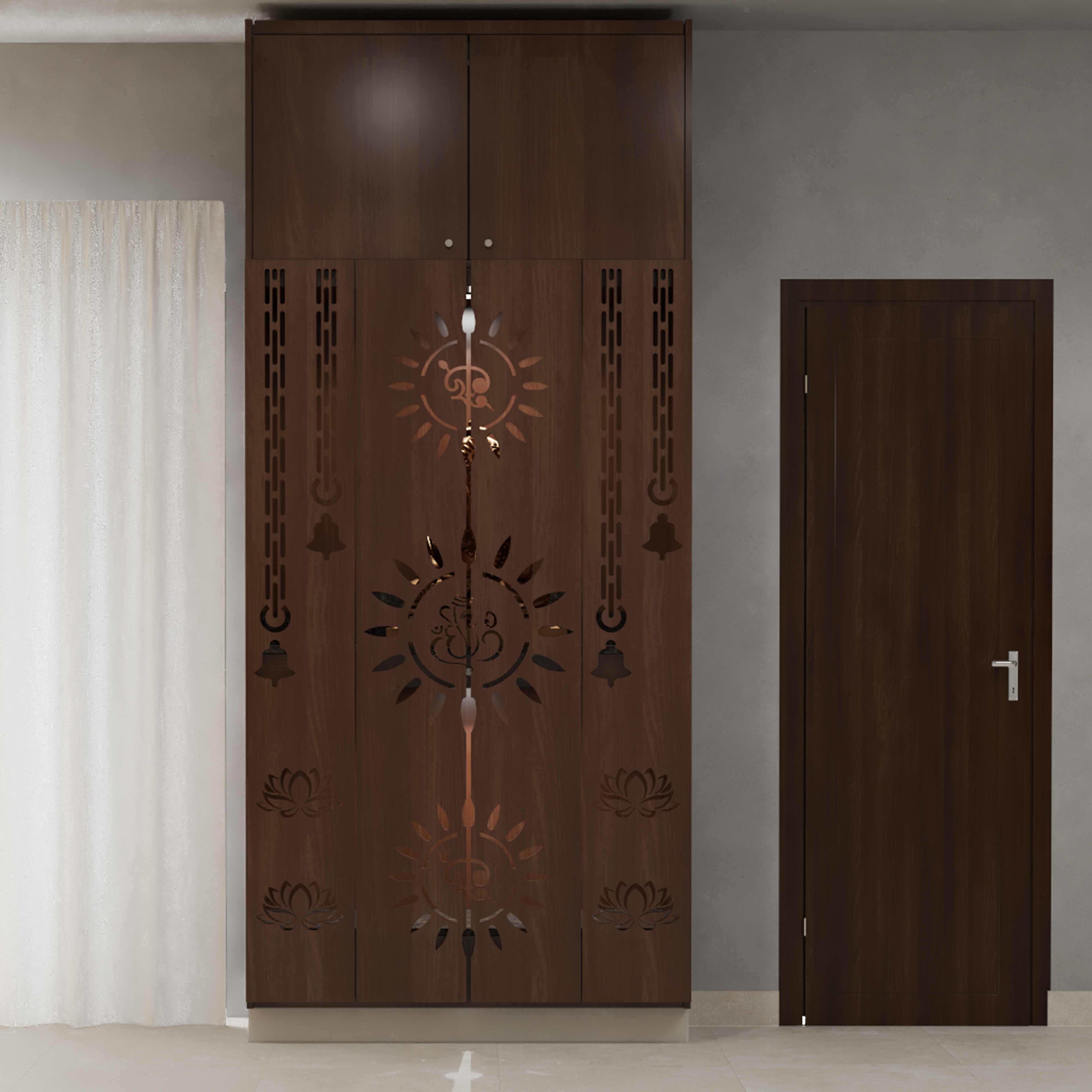 Traditional Wooden Pooja Room - Livspace