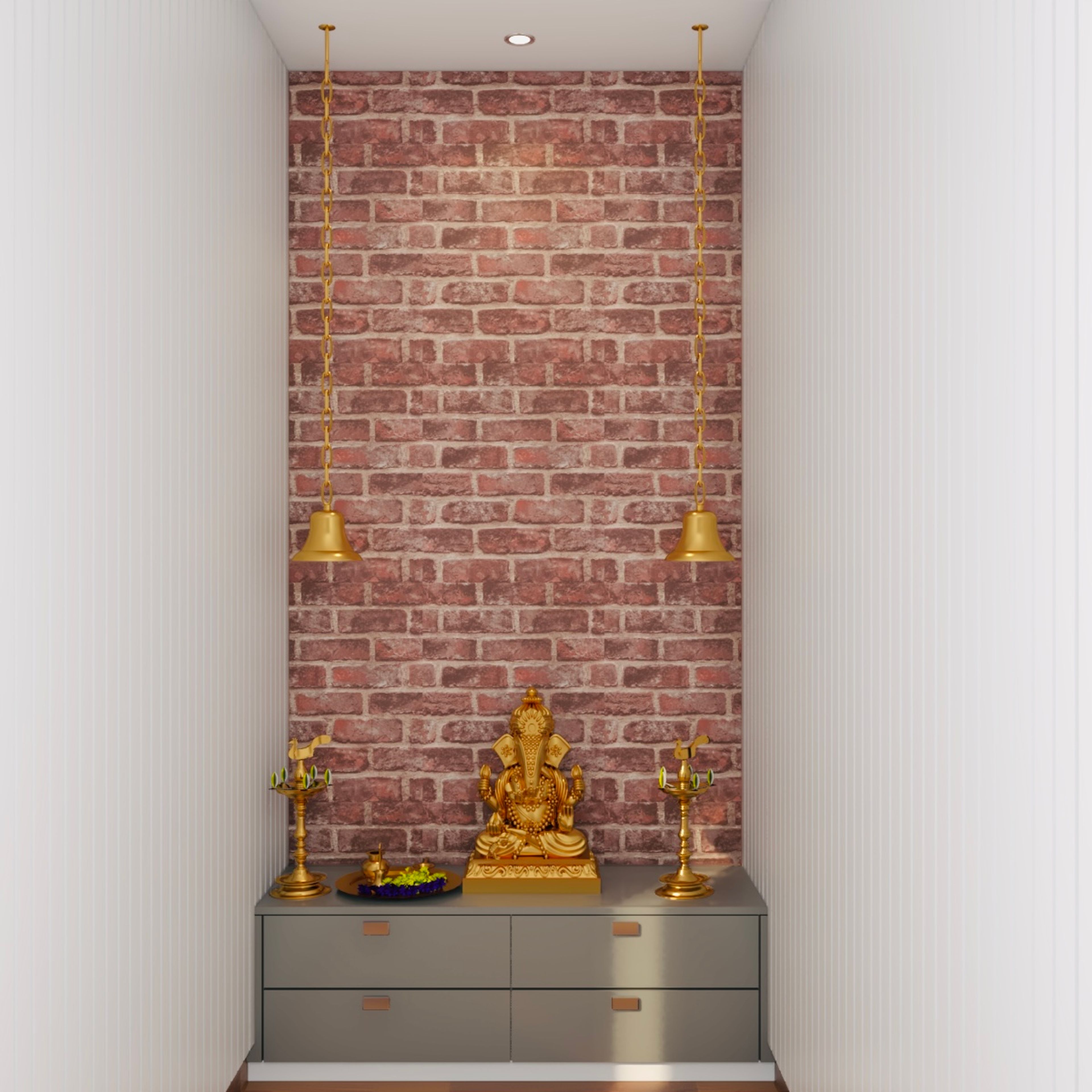 Modern Pooja Room Design With A Simple Colour Scheme