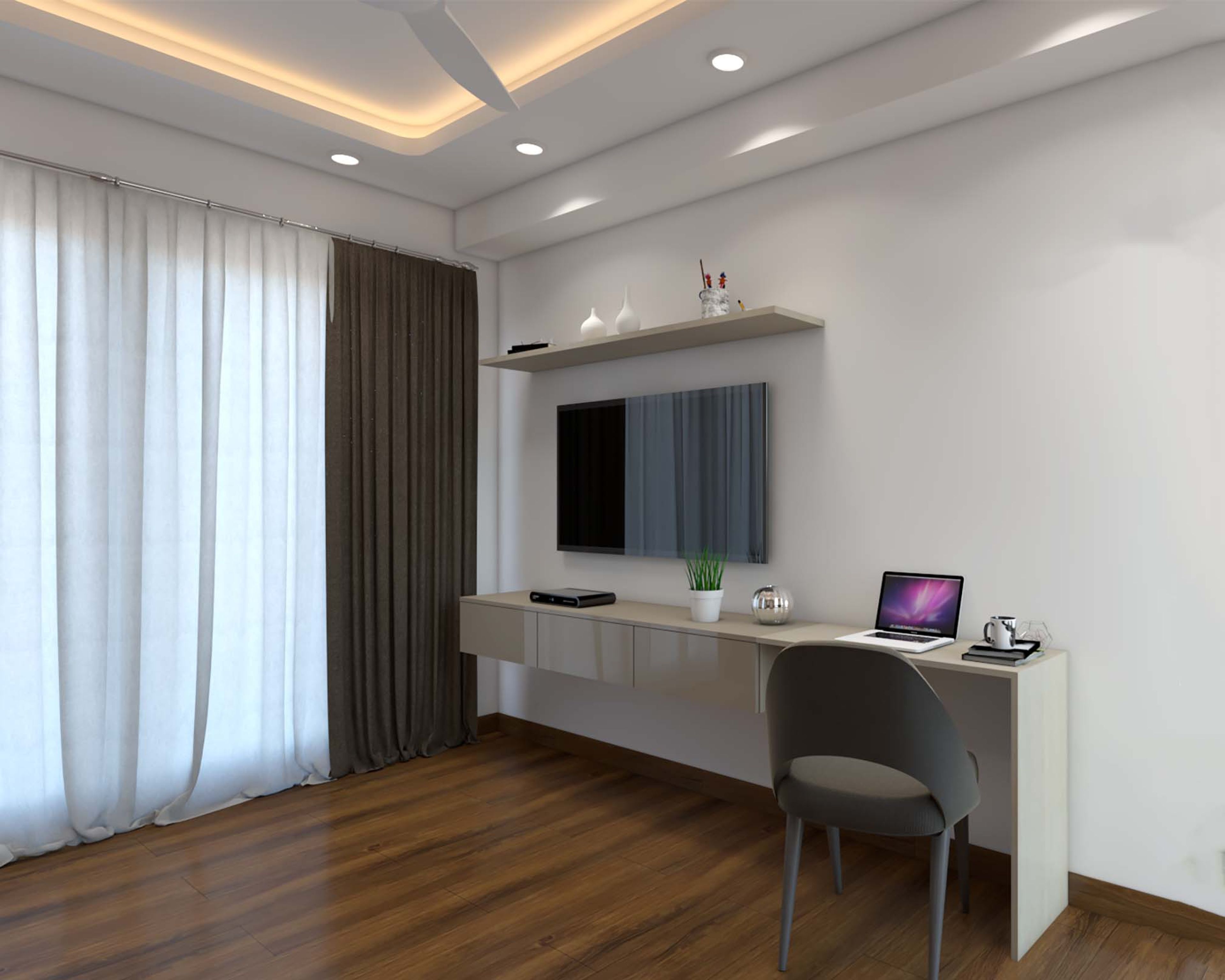 Modern TV Unit Design With Grey Laminates