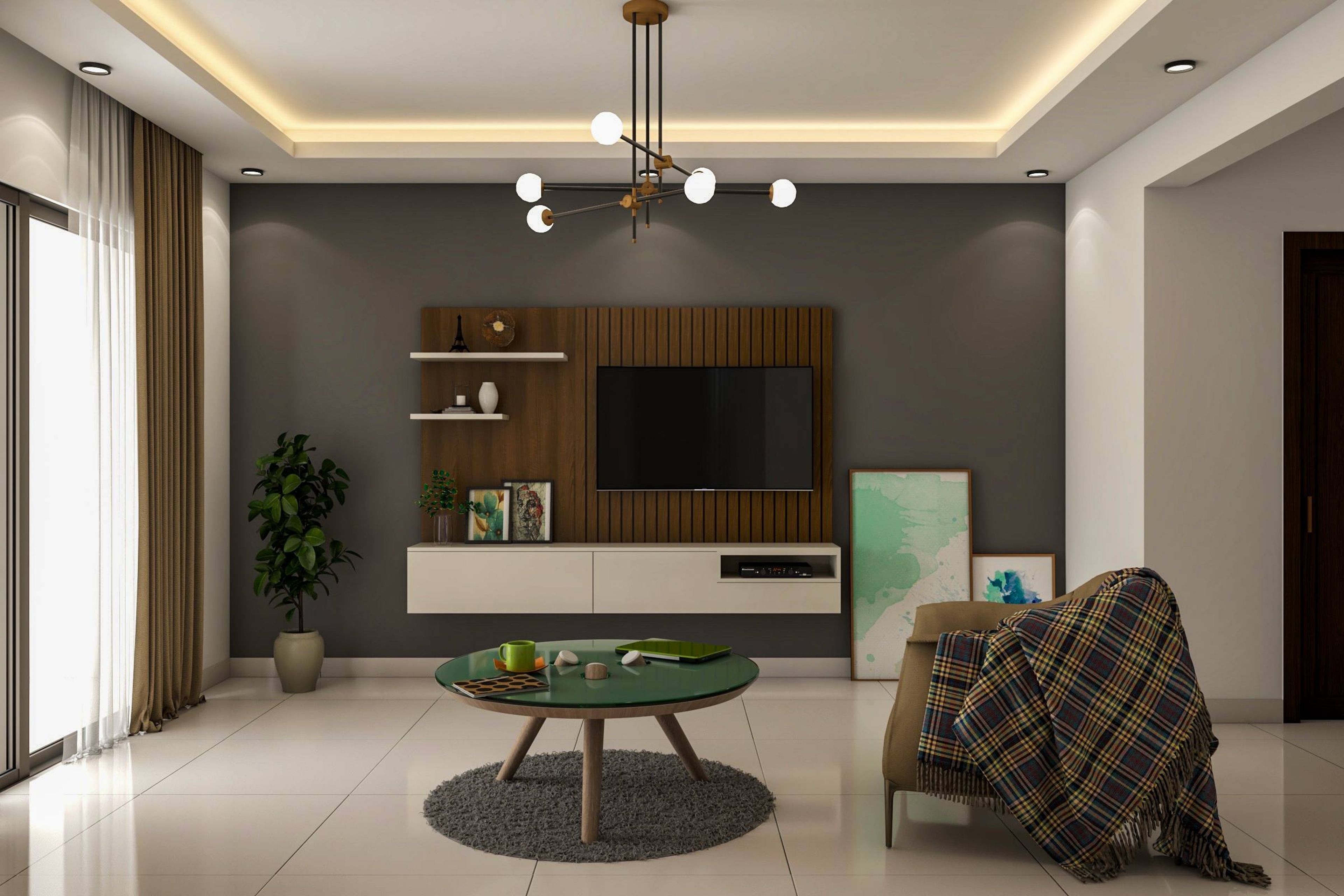Contemporary TV Unit Design With Wall-Mounted Console Table