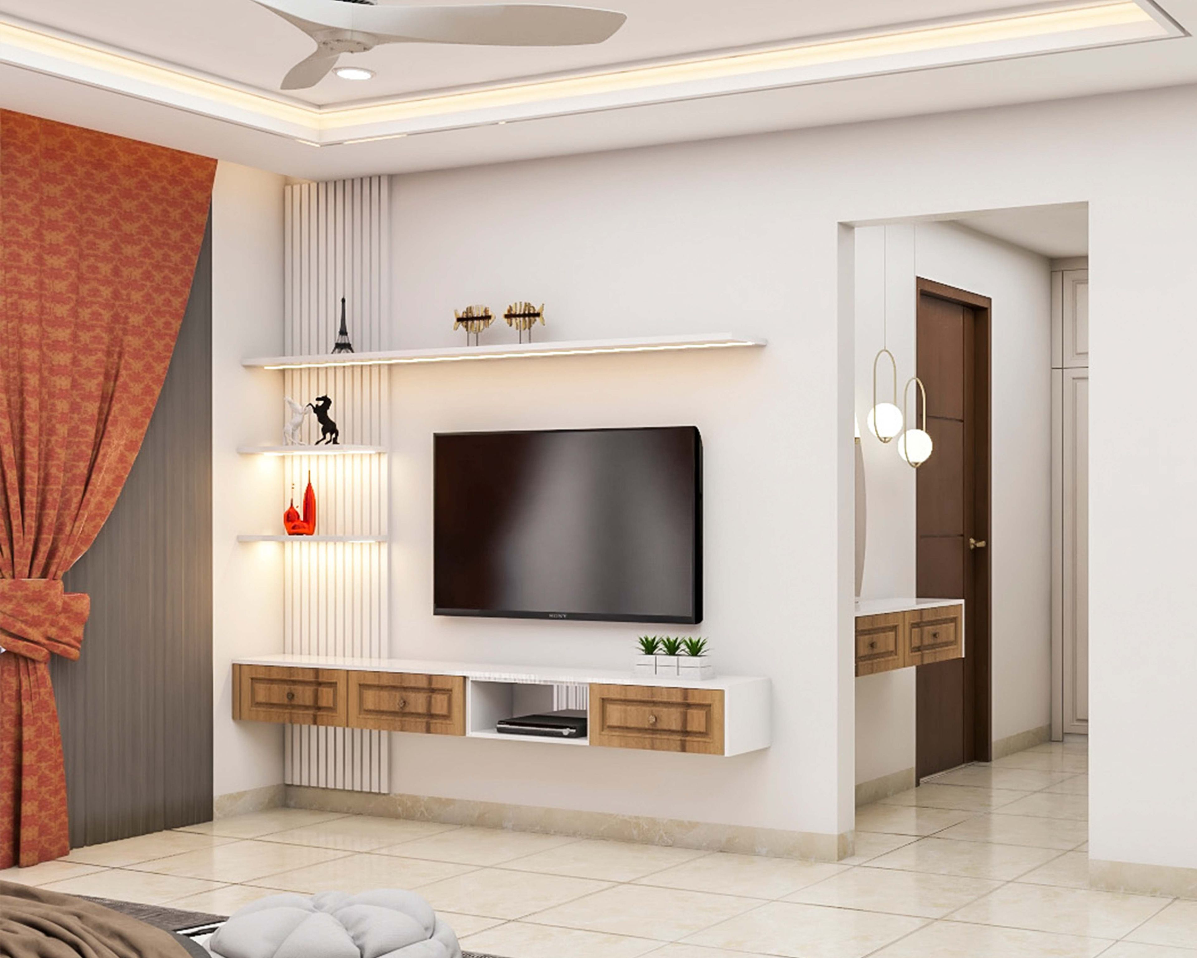 Modern Style Spacious TV Unit Design With Wall Mounted Console