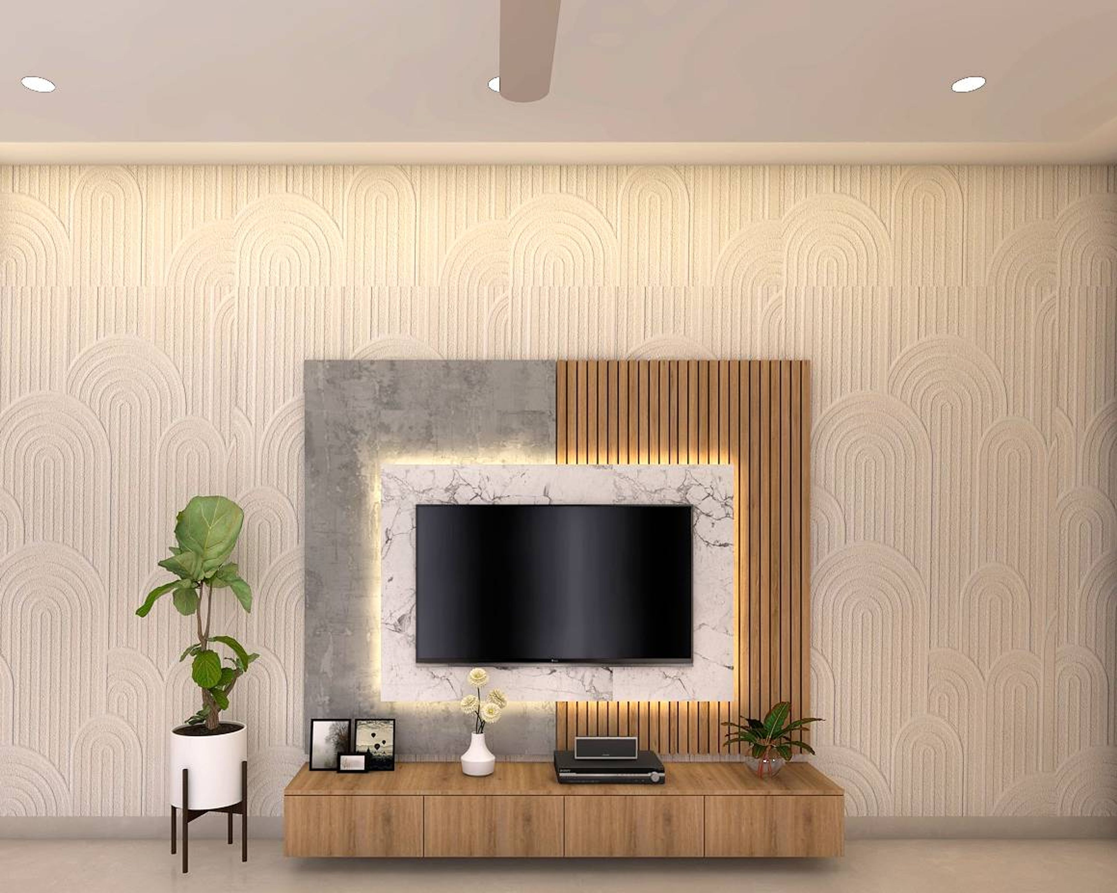 Modern TV Unit Design With Sleek Backdrop
