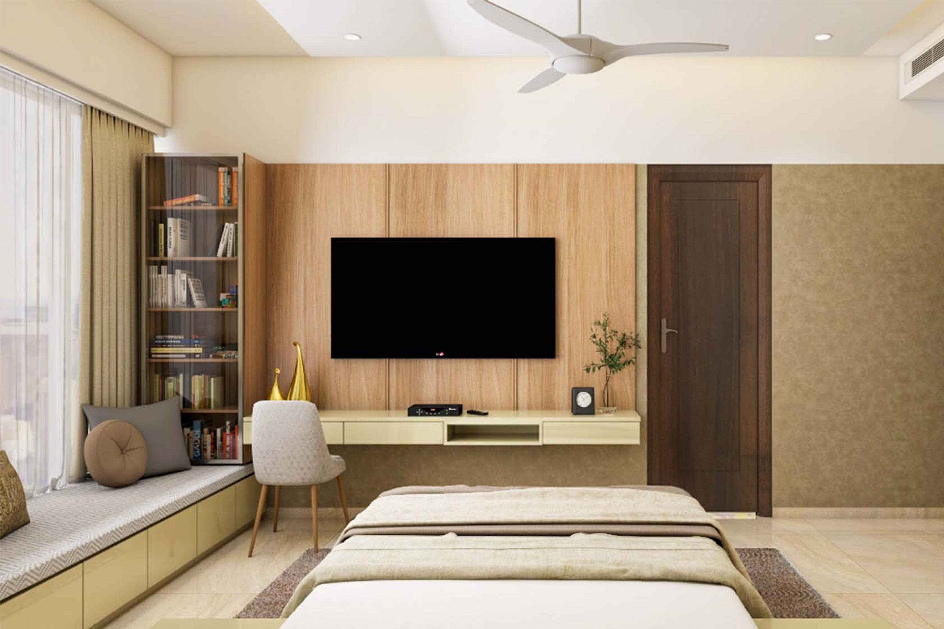 Classic Spacious TV Unit Design With Glass Display Unit