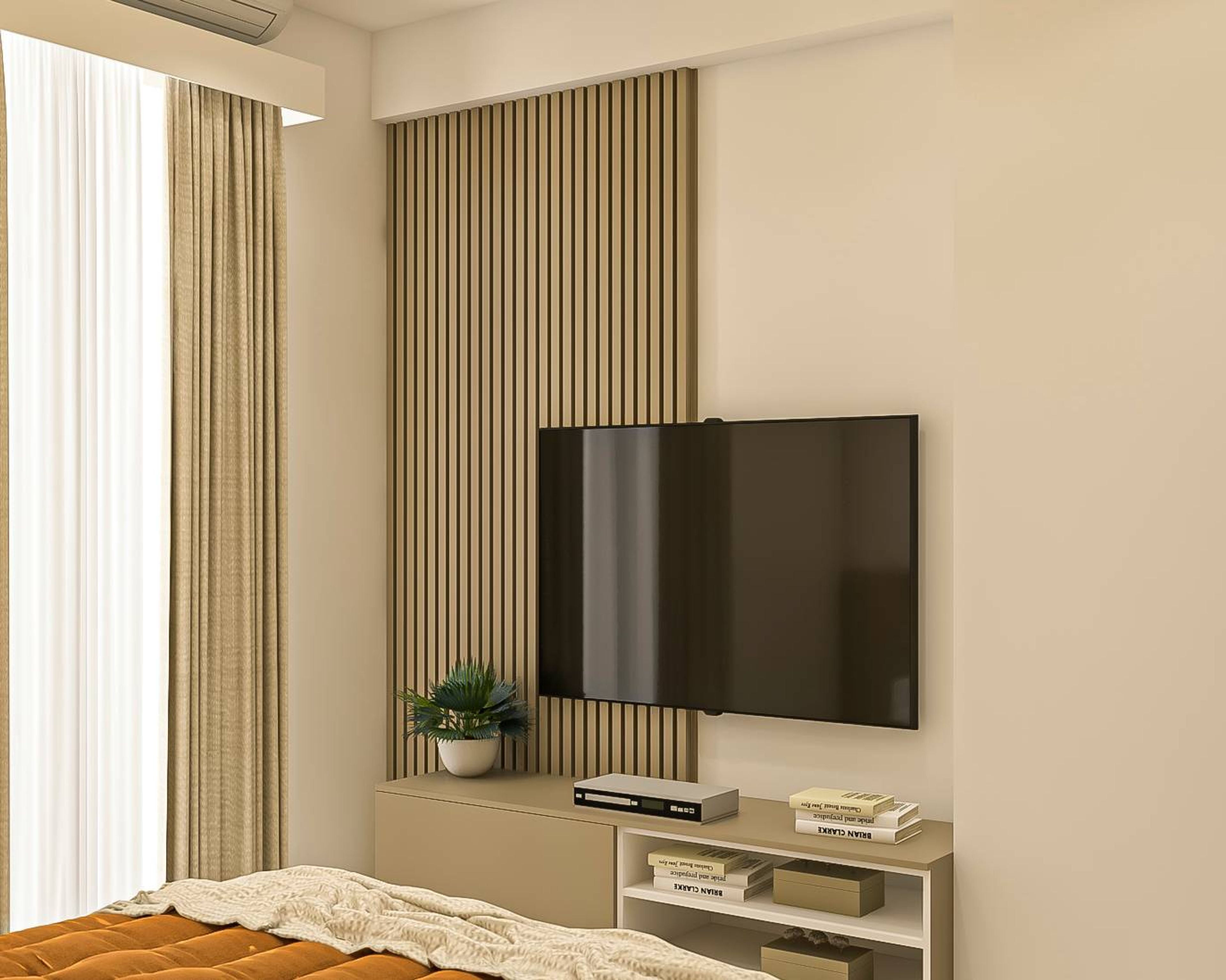 TV Unit With Fluted Panelling - Livspace