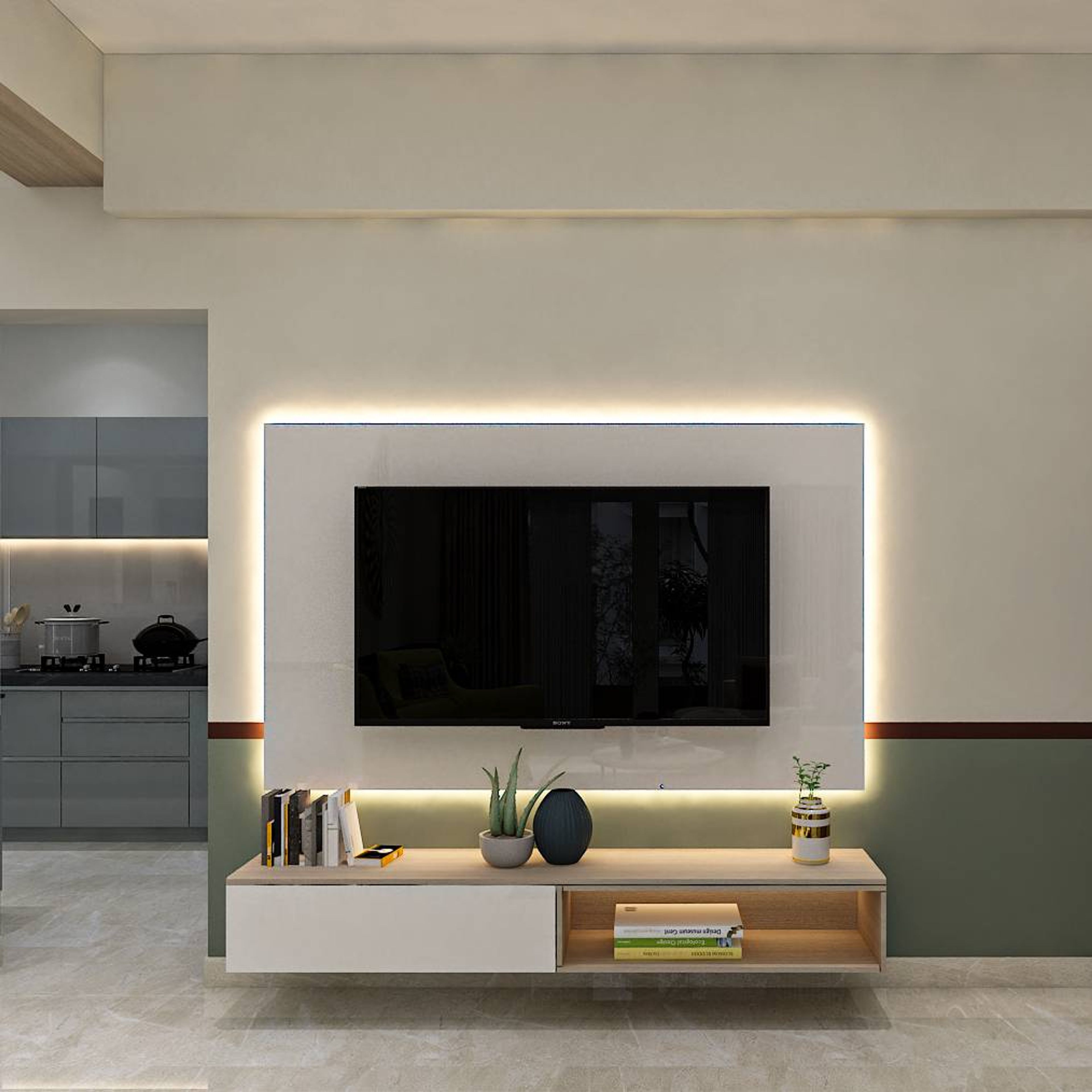 Modern TV Unit Design With A Spacious Layout