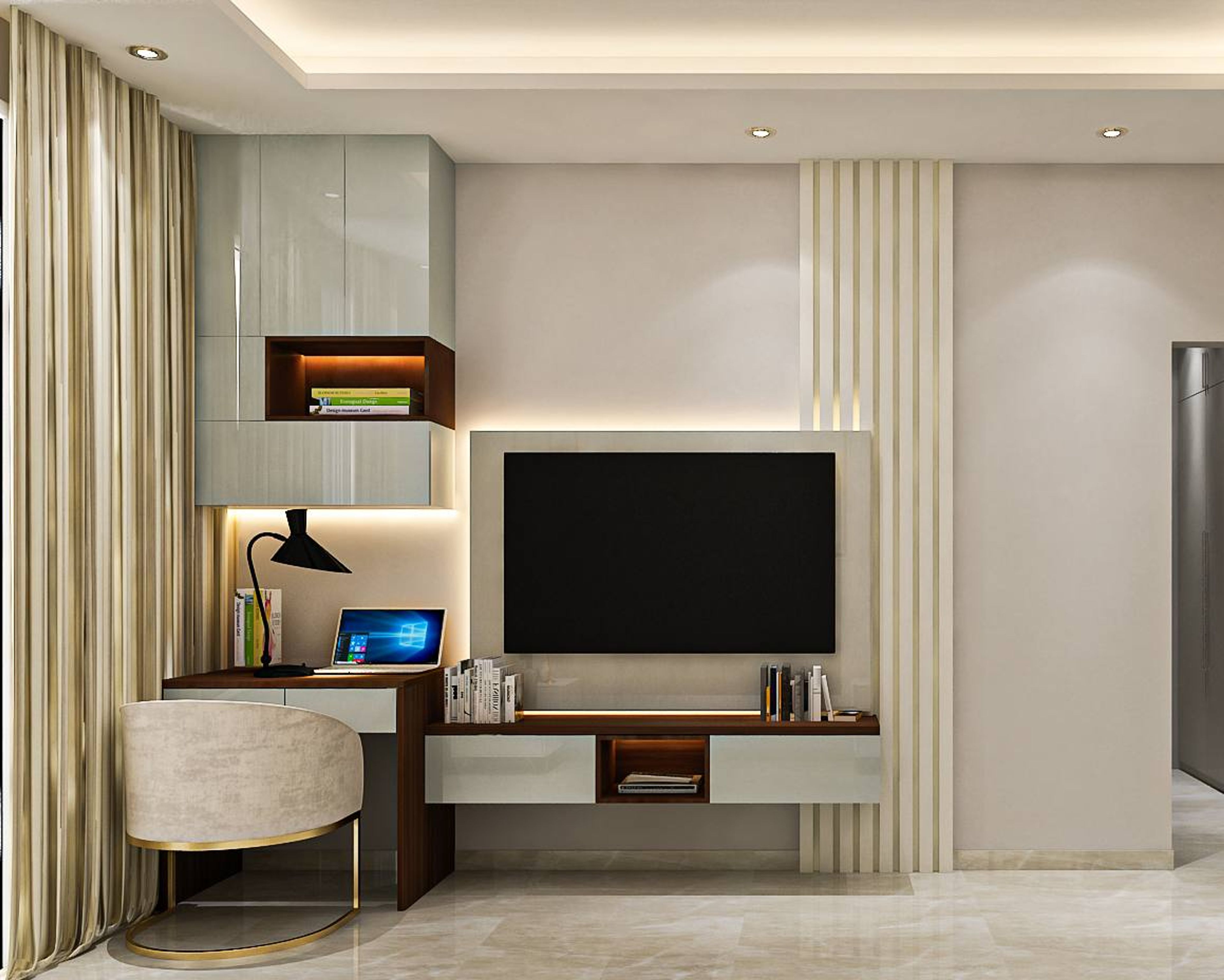 Modern TV Unit Design With LED Strip Lighting