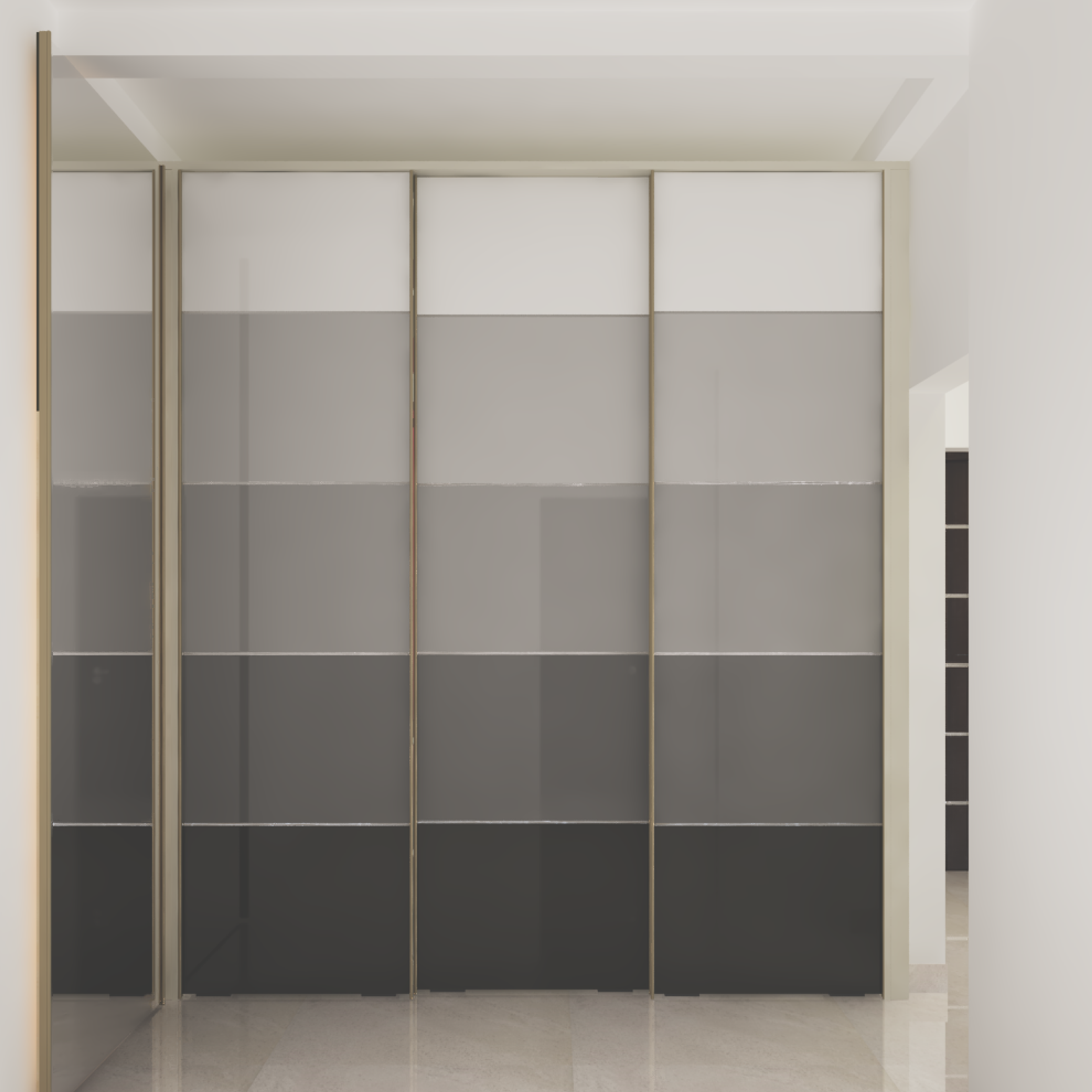 Modern Spacious Ombre Wardrobe Design With Sliding Doors
