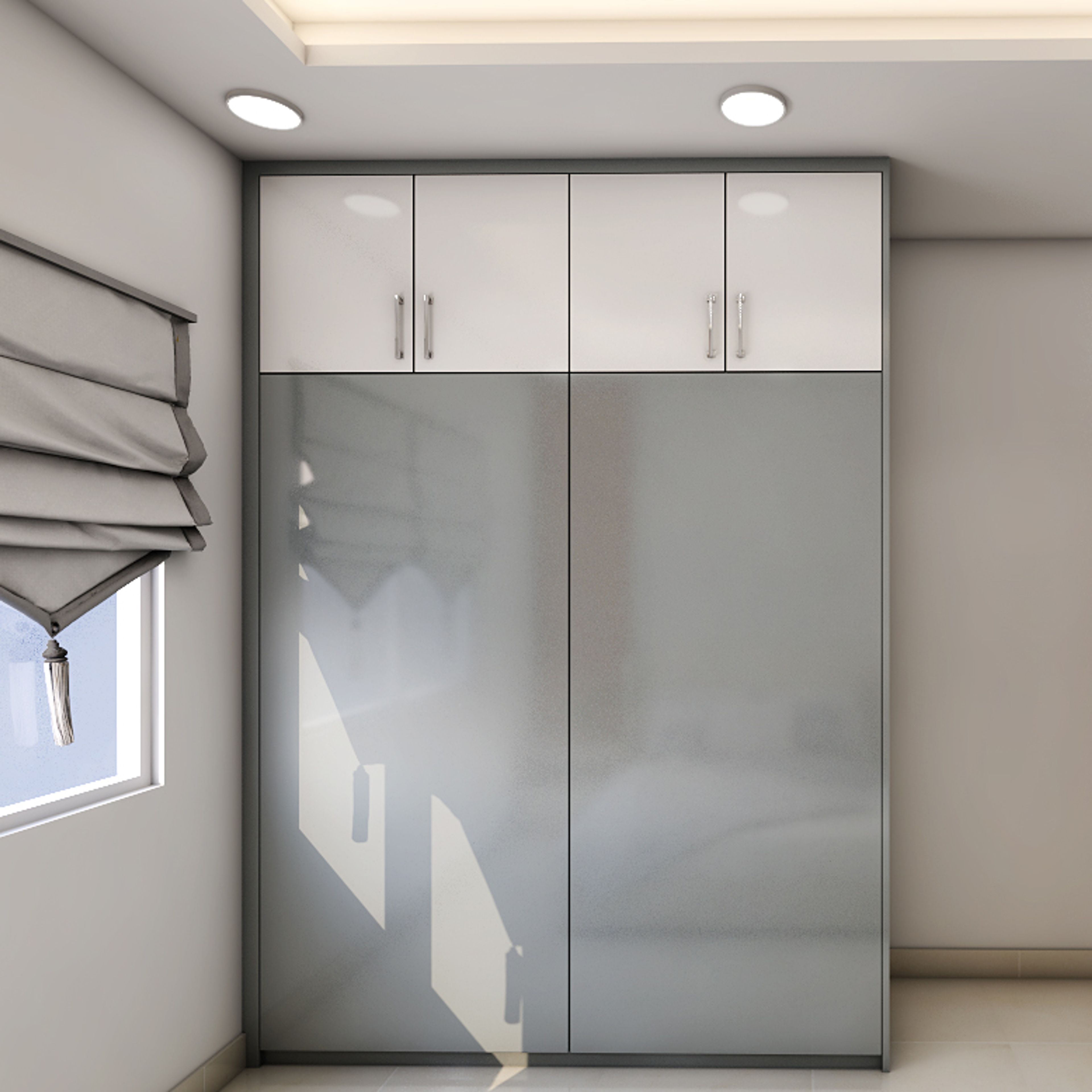 Contemporary Grey Toned Sliding Door Wardrobe Design