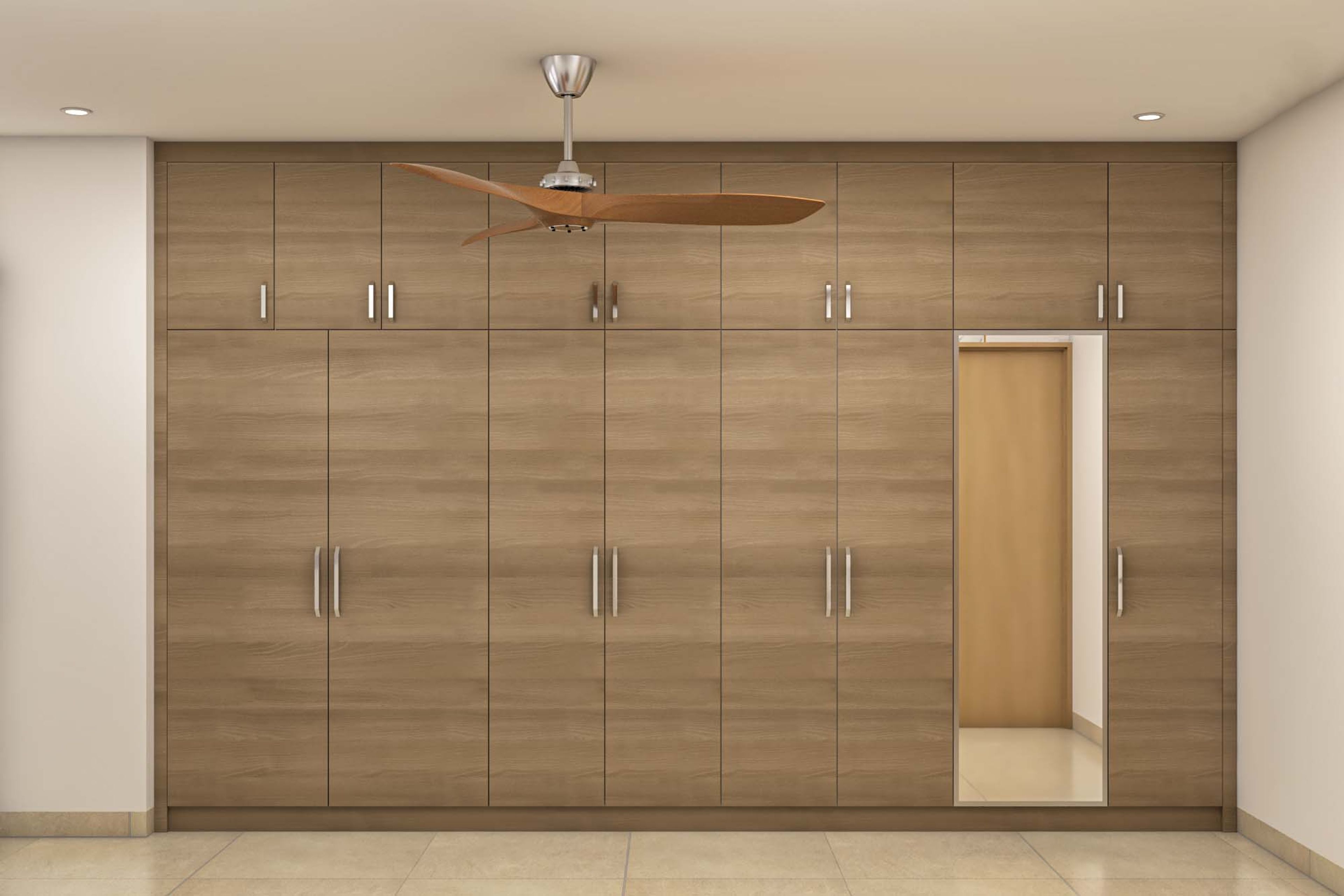 Classic Spacious Wooden Wardrobe Design With Mirror