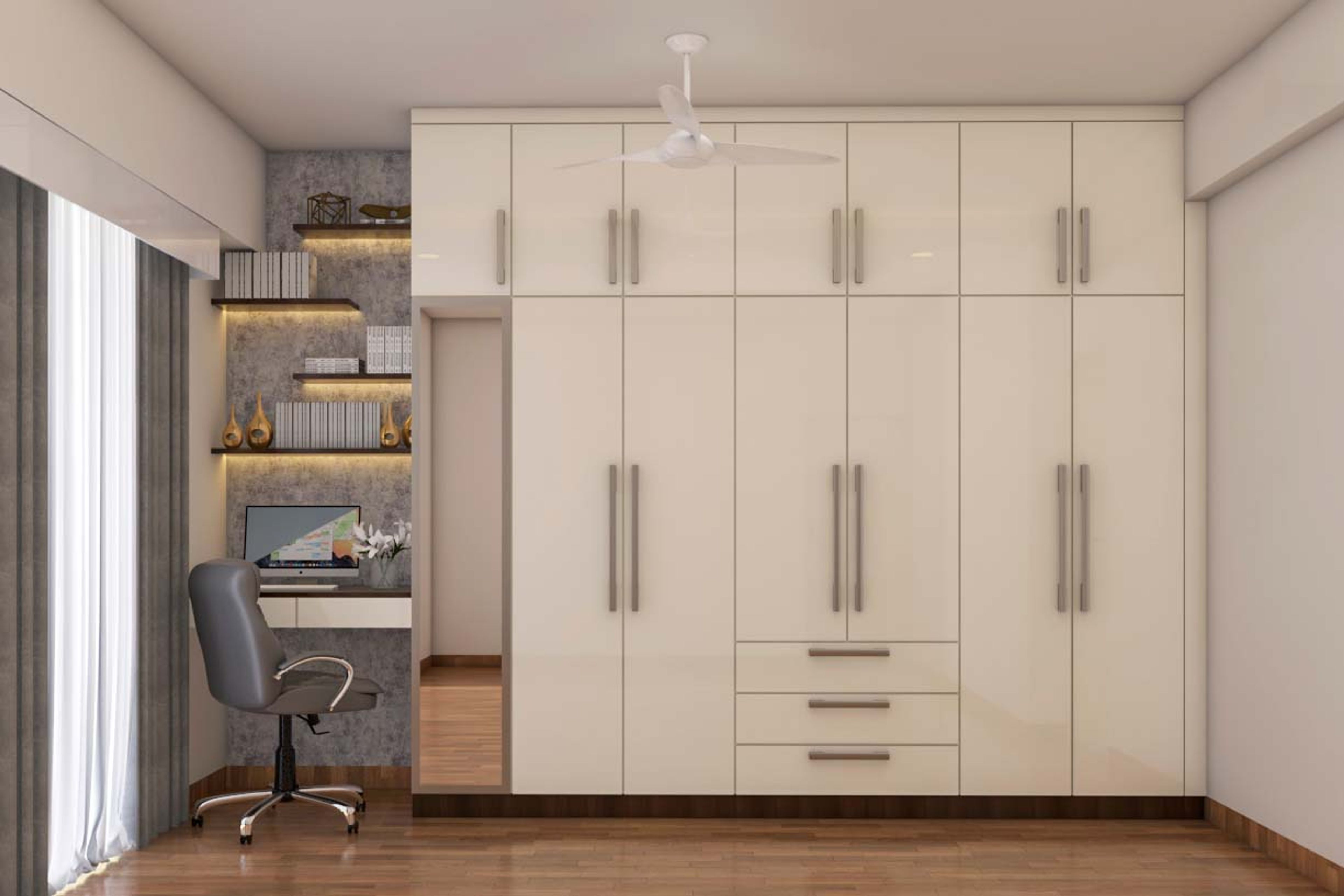 White Coloured Wardrobe - Livspace