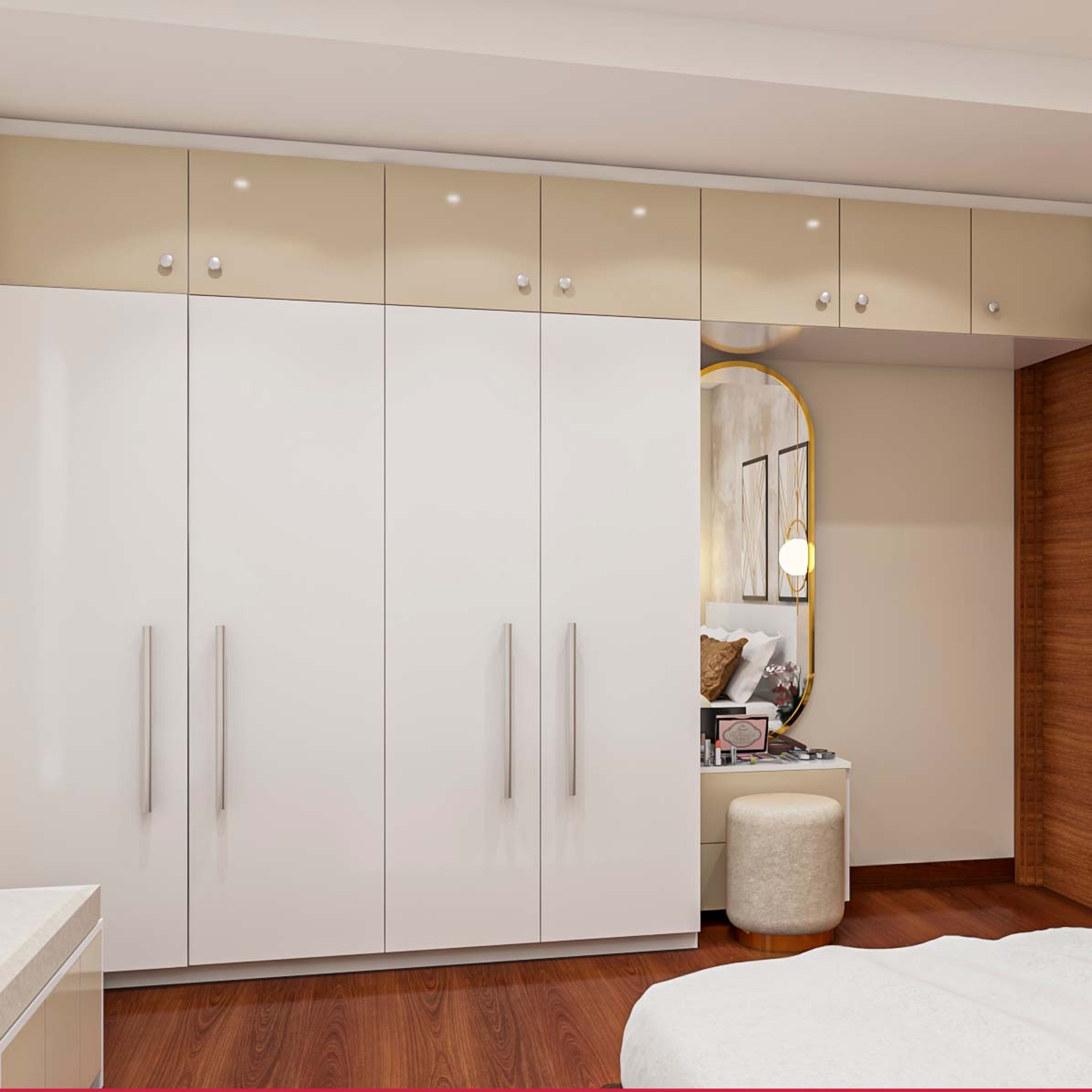 Spacious White Wardrobe - Livspace