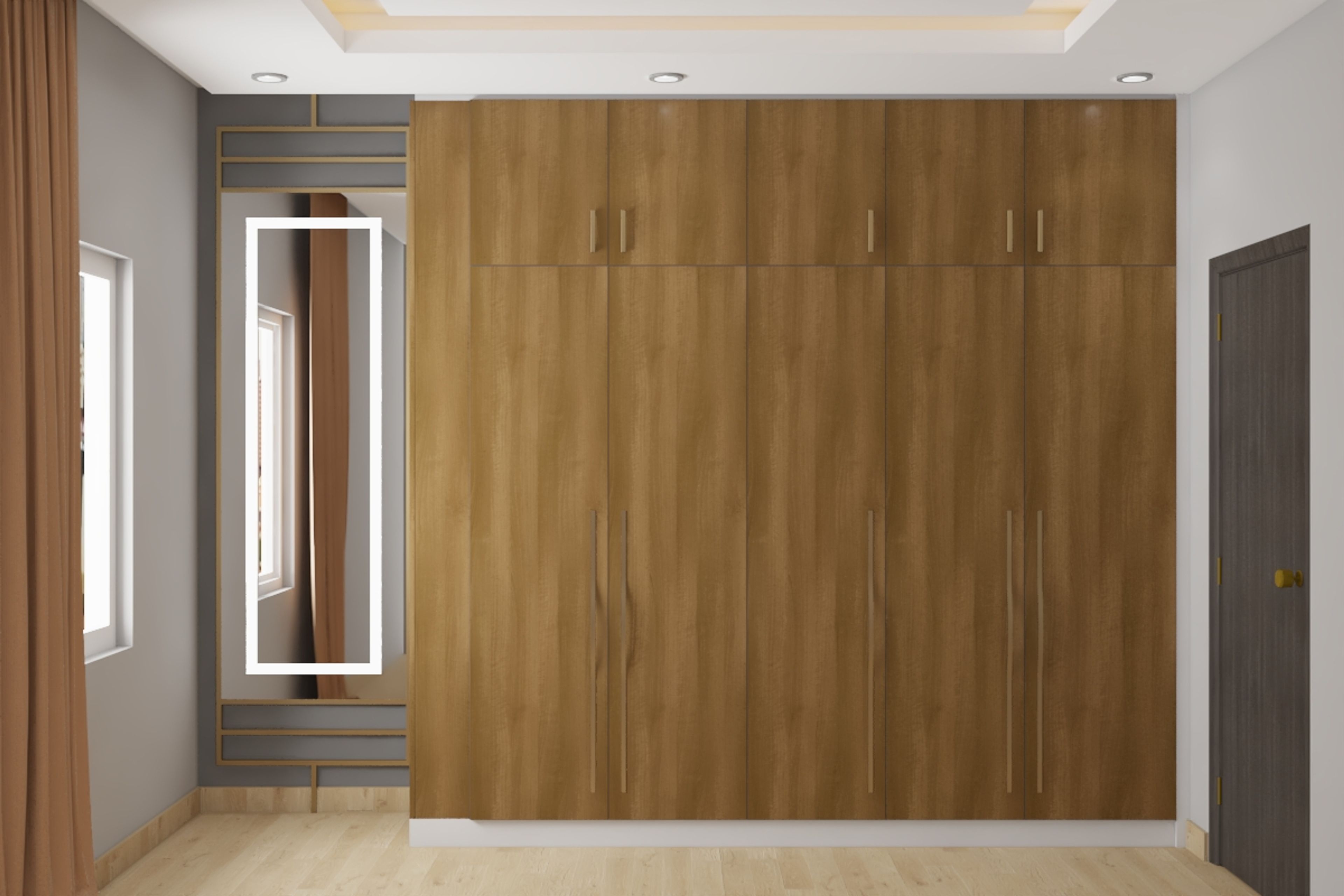Modern Monochromatic Wardrobe Design With King Handles