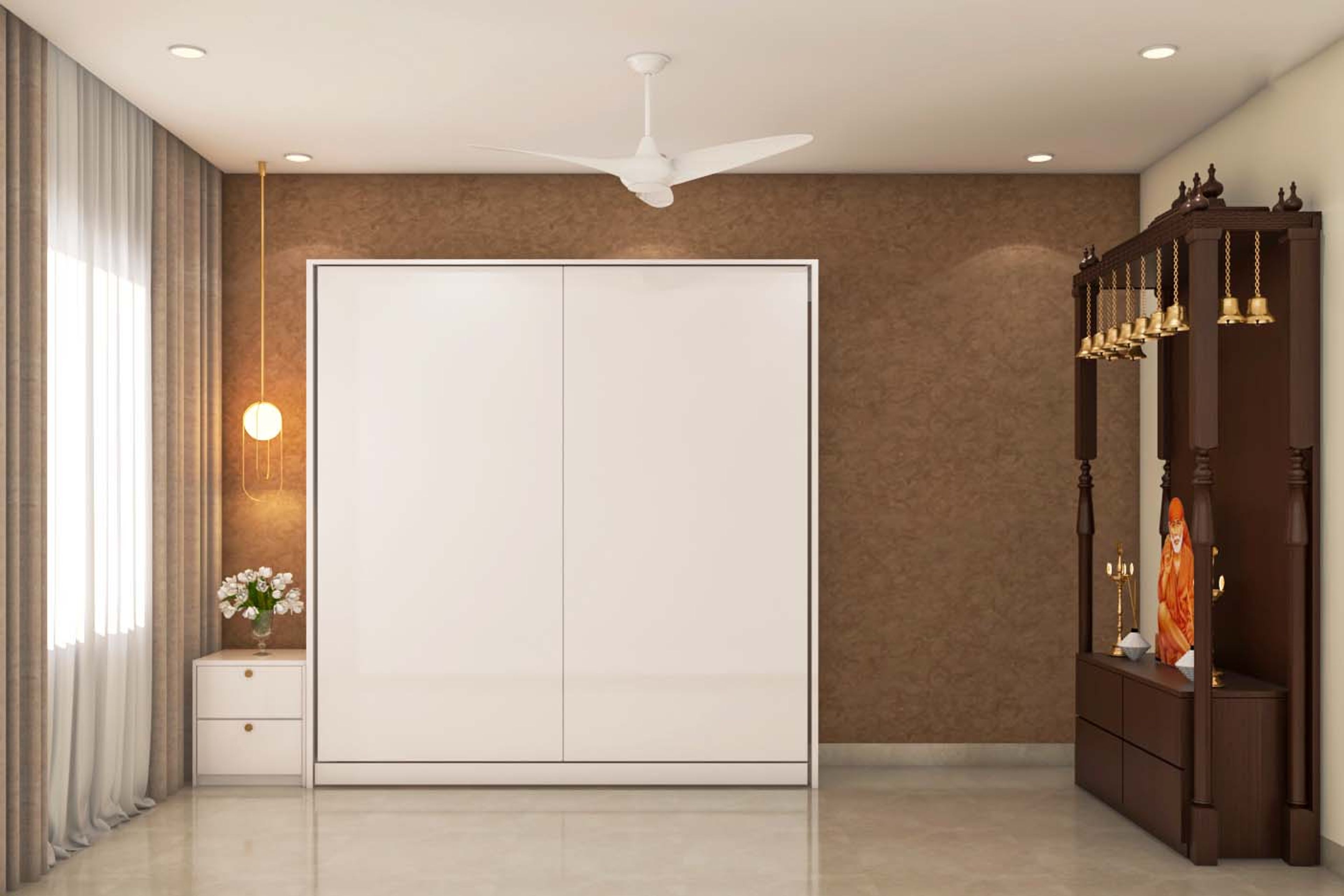 Modern Sliding Door Wardrobe Design In White