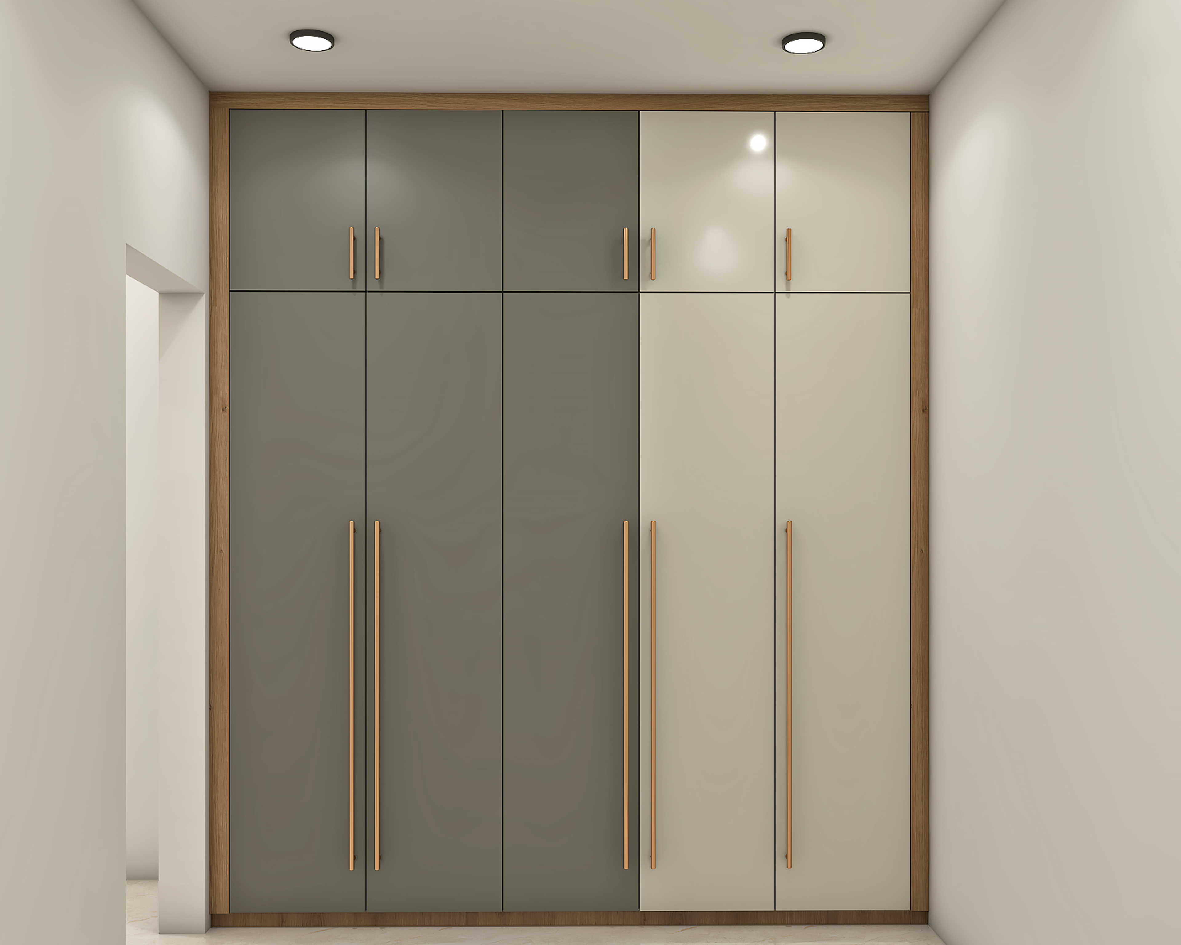 Contemporary Spacious Wardrobe Design With Dual Tones