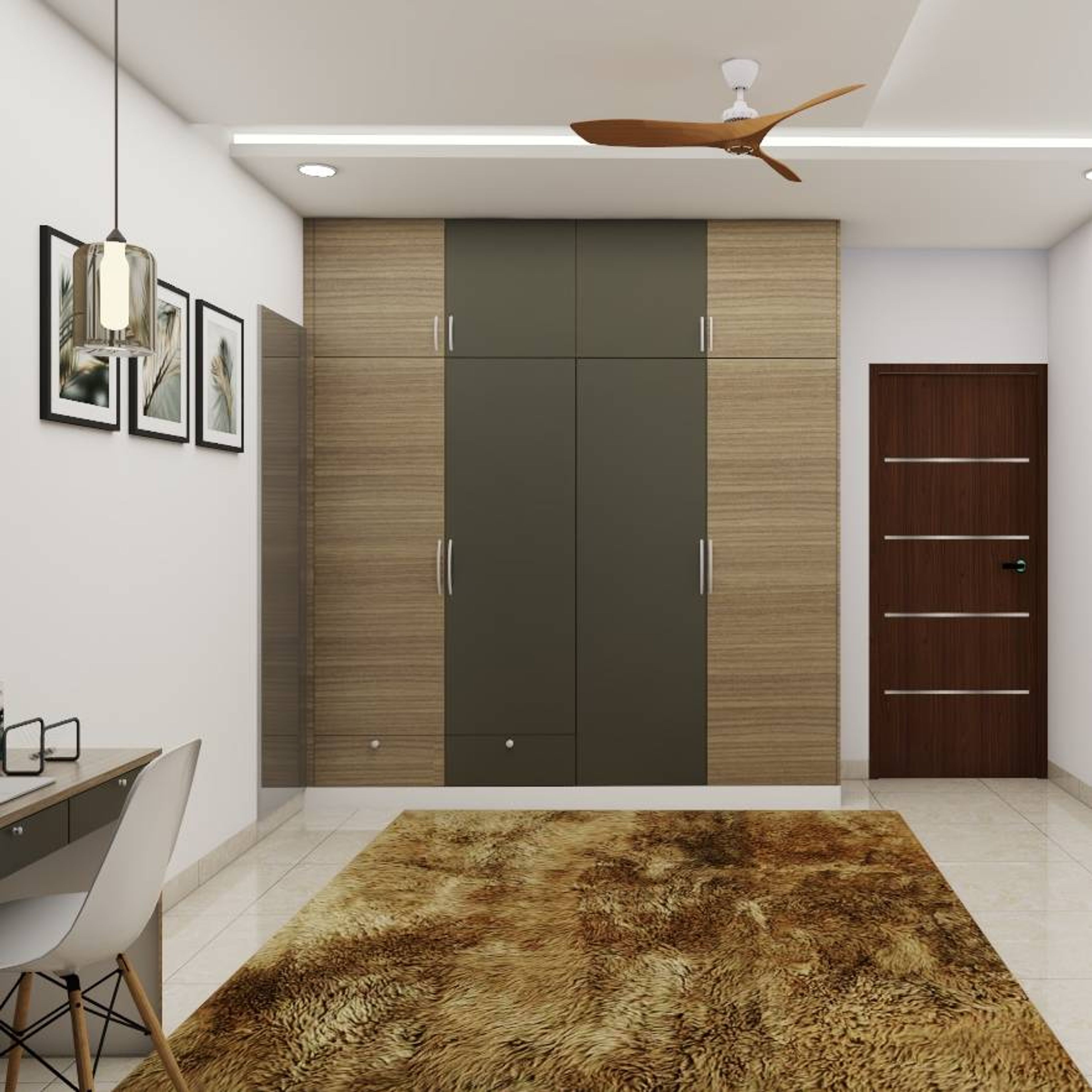 Modern Spacious Wardrobe Design With Dark Colour Palette