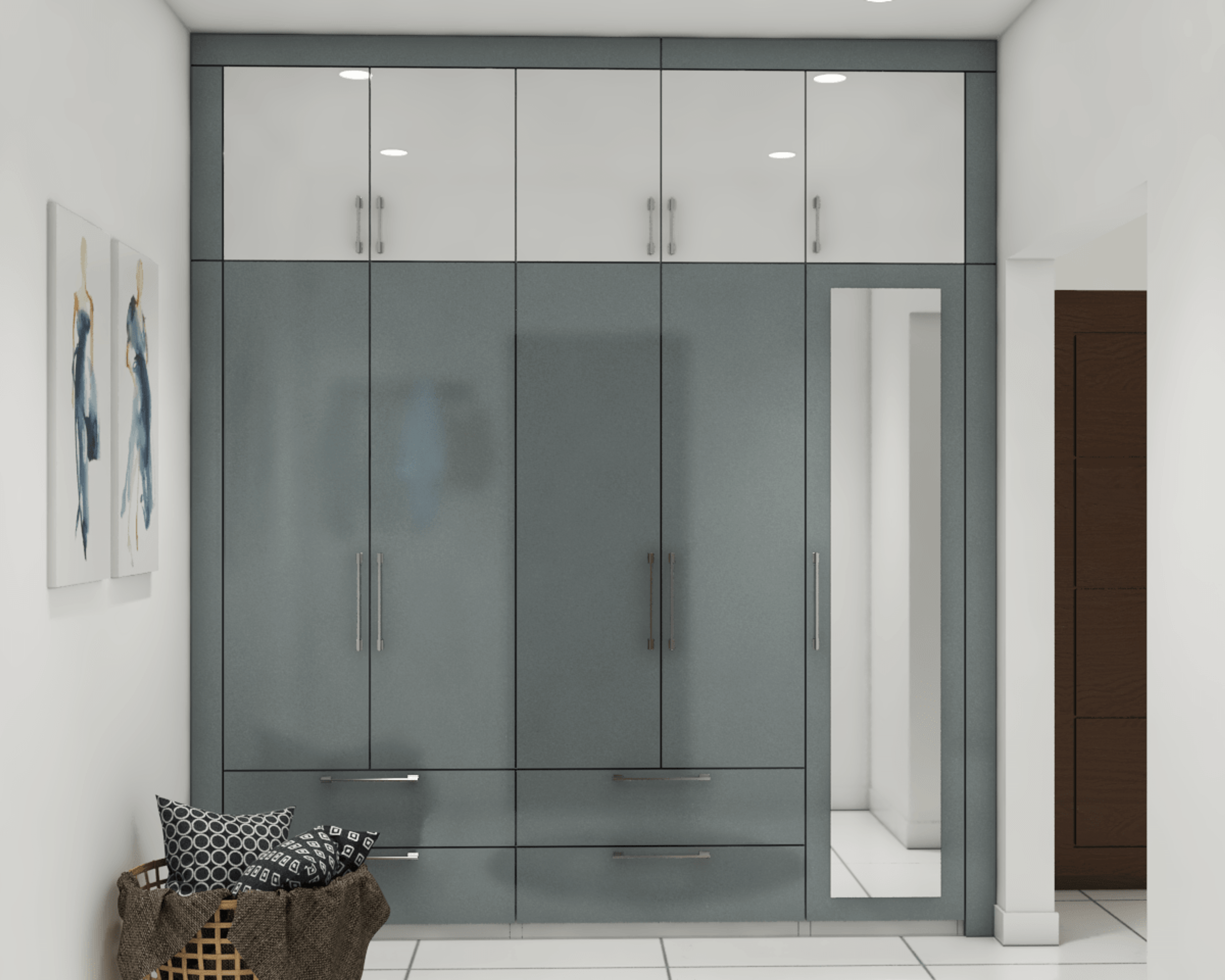 Grey And White Modern Wardrobe Design