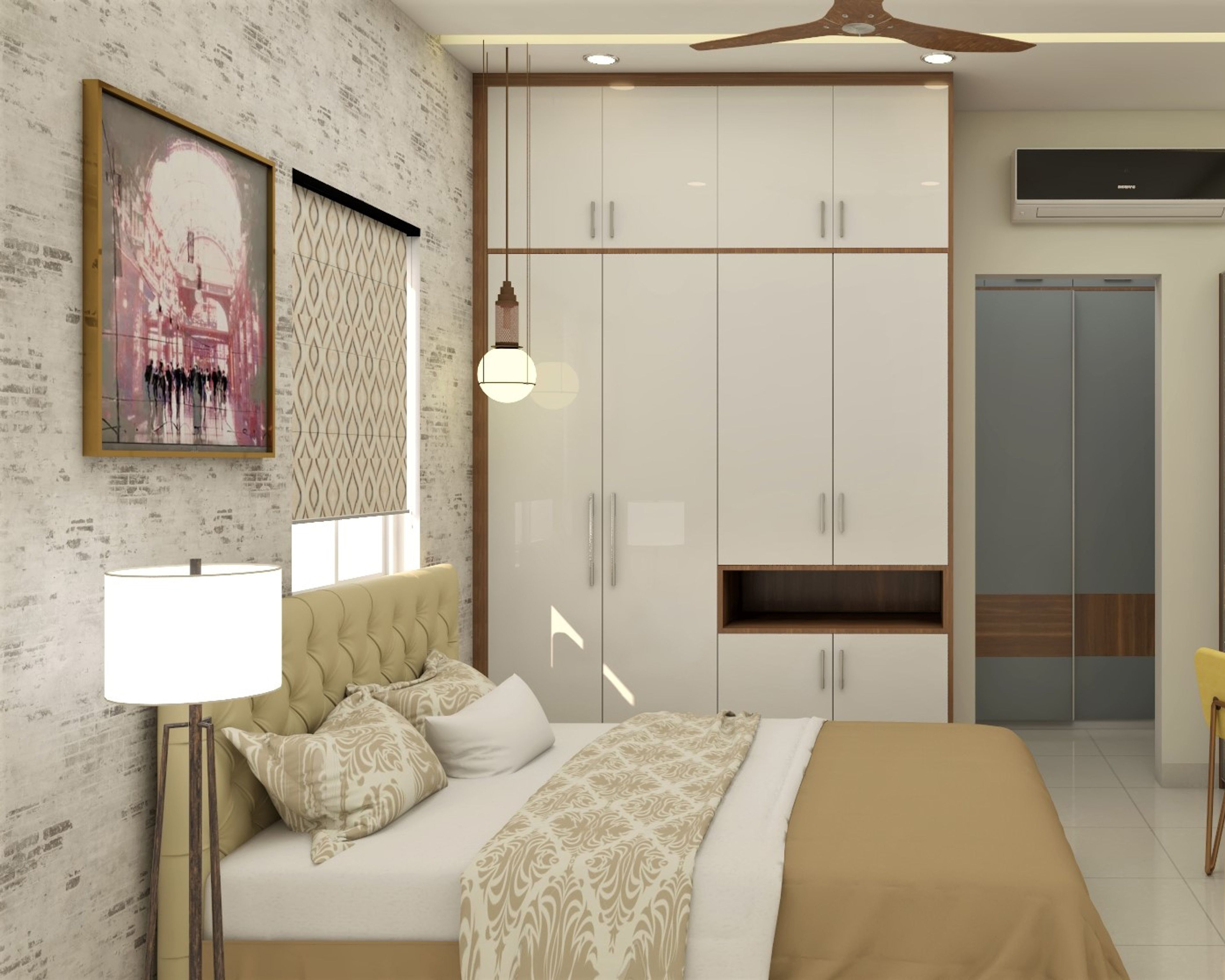 Monochromatic White Themed Contemporary Wardrobe Design