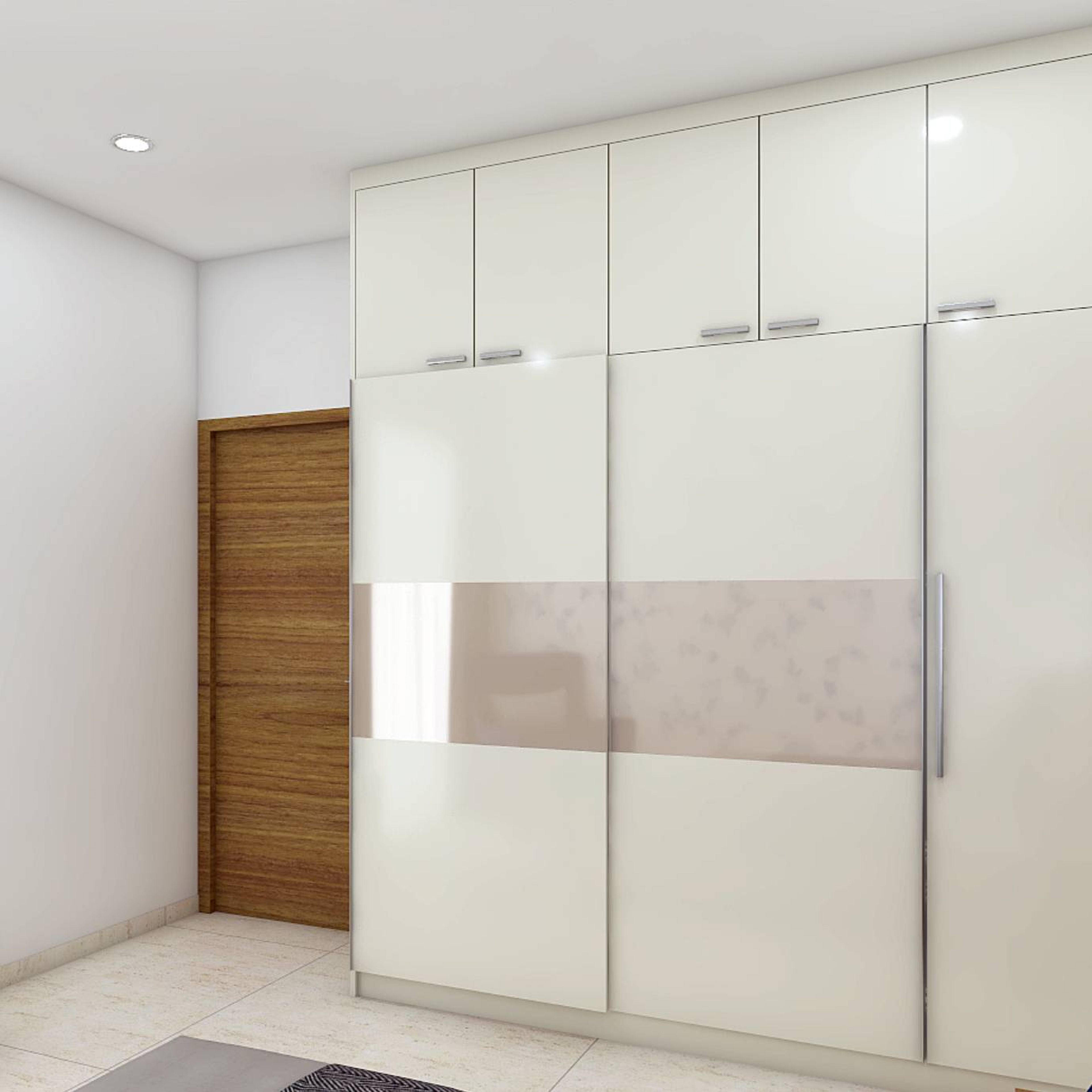 White Sliding Wardrobe Design - Livspace