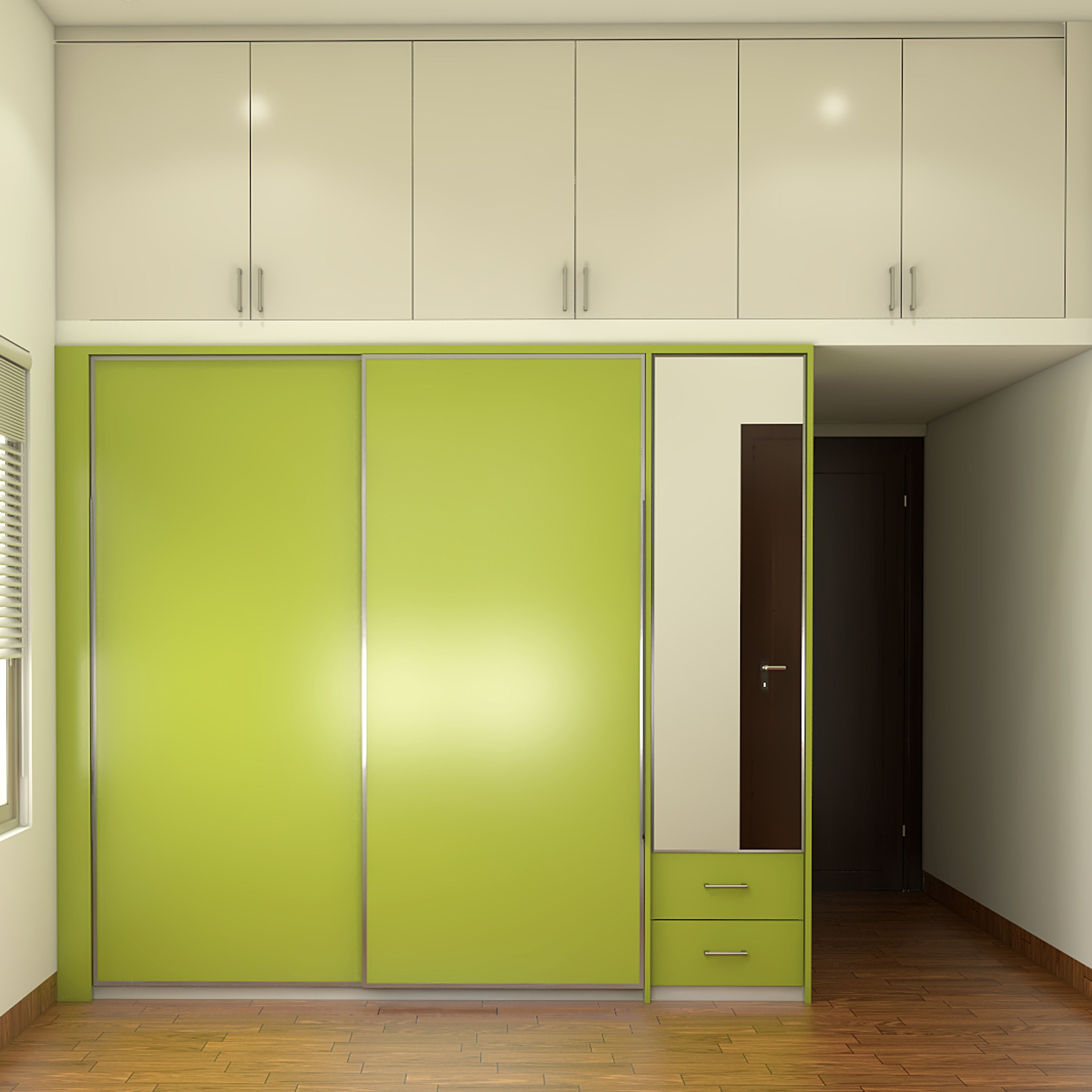Green And Cream Toned Wardrobe Design