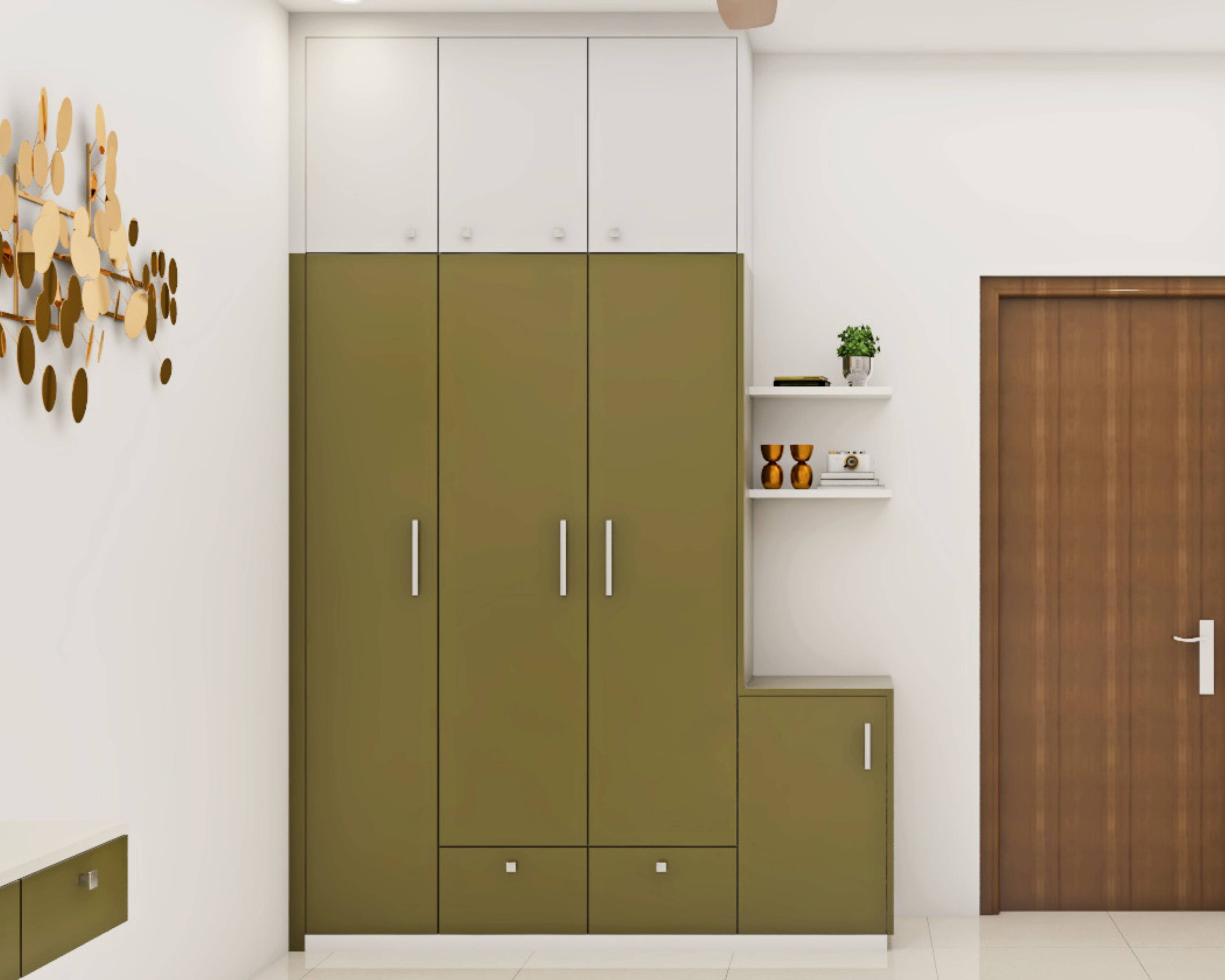 Spacious Modern Green And White Wardrobe Design