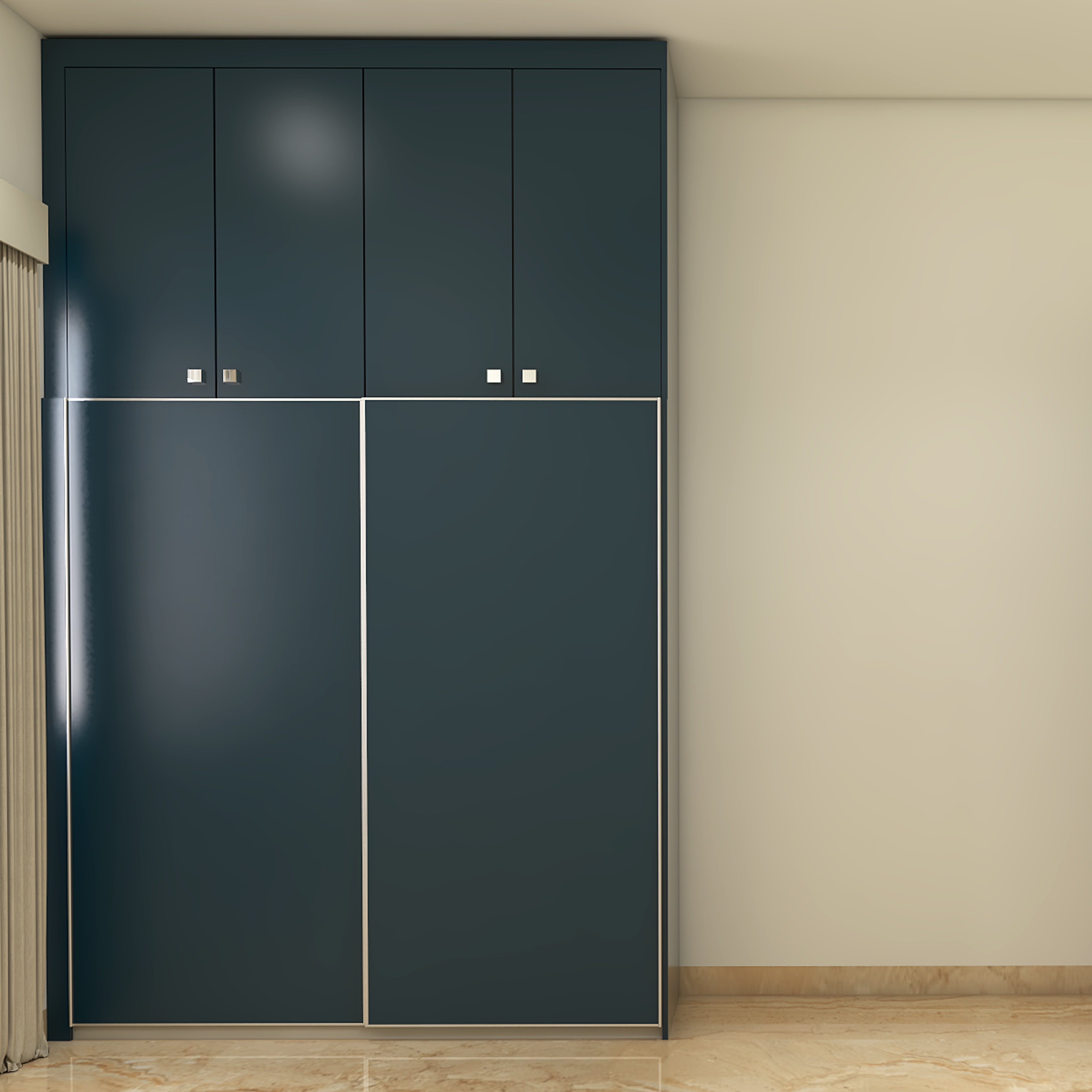 Compact Dark-Blue Wardrobe Design