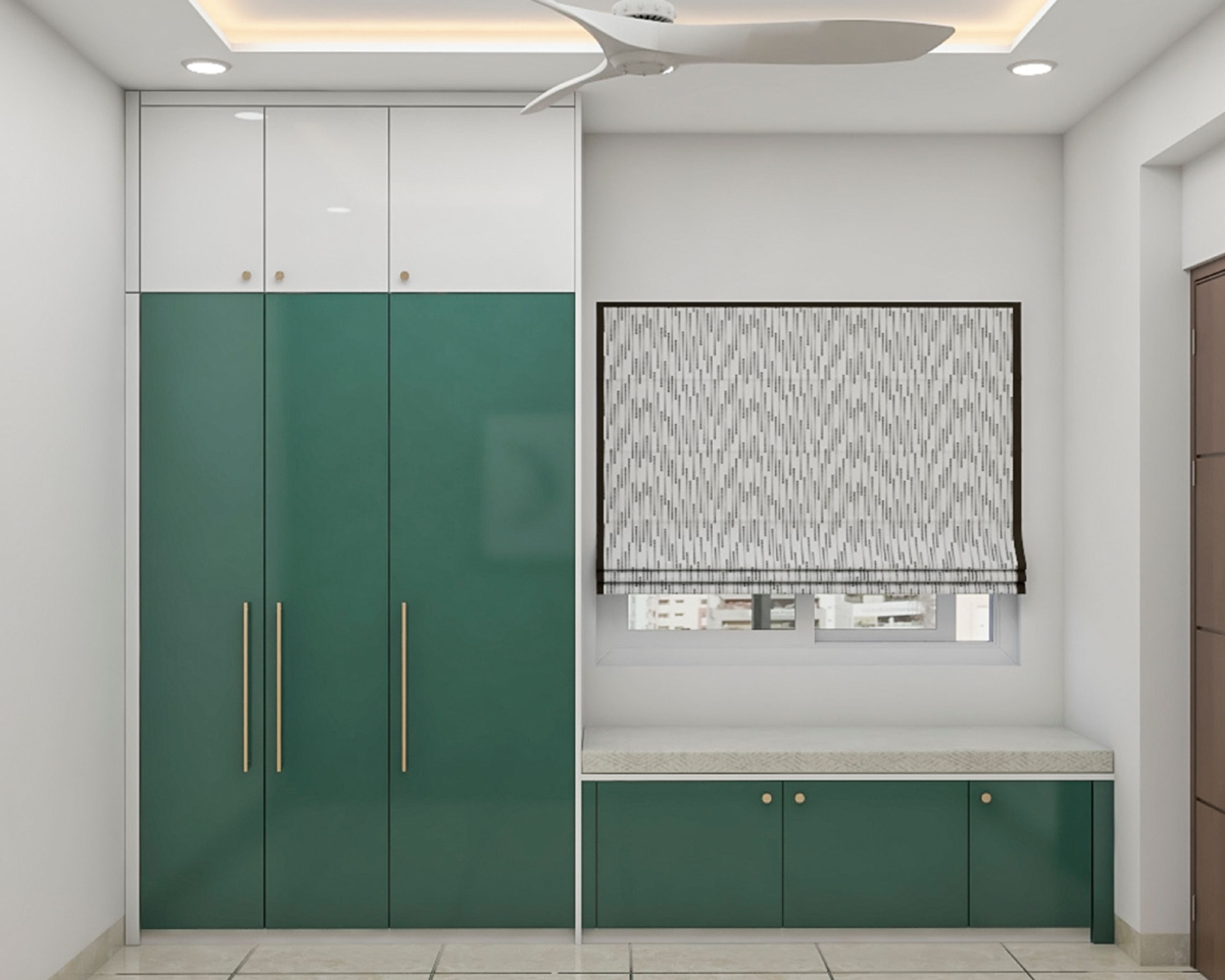 Contemporary Style Green And White Wardrobe Design