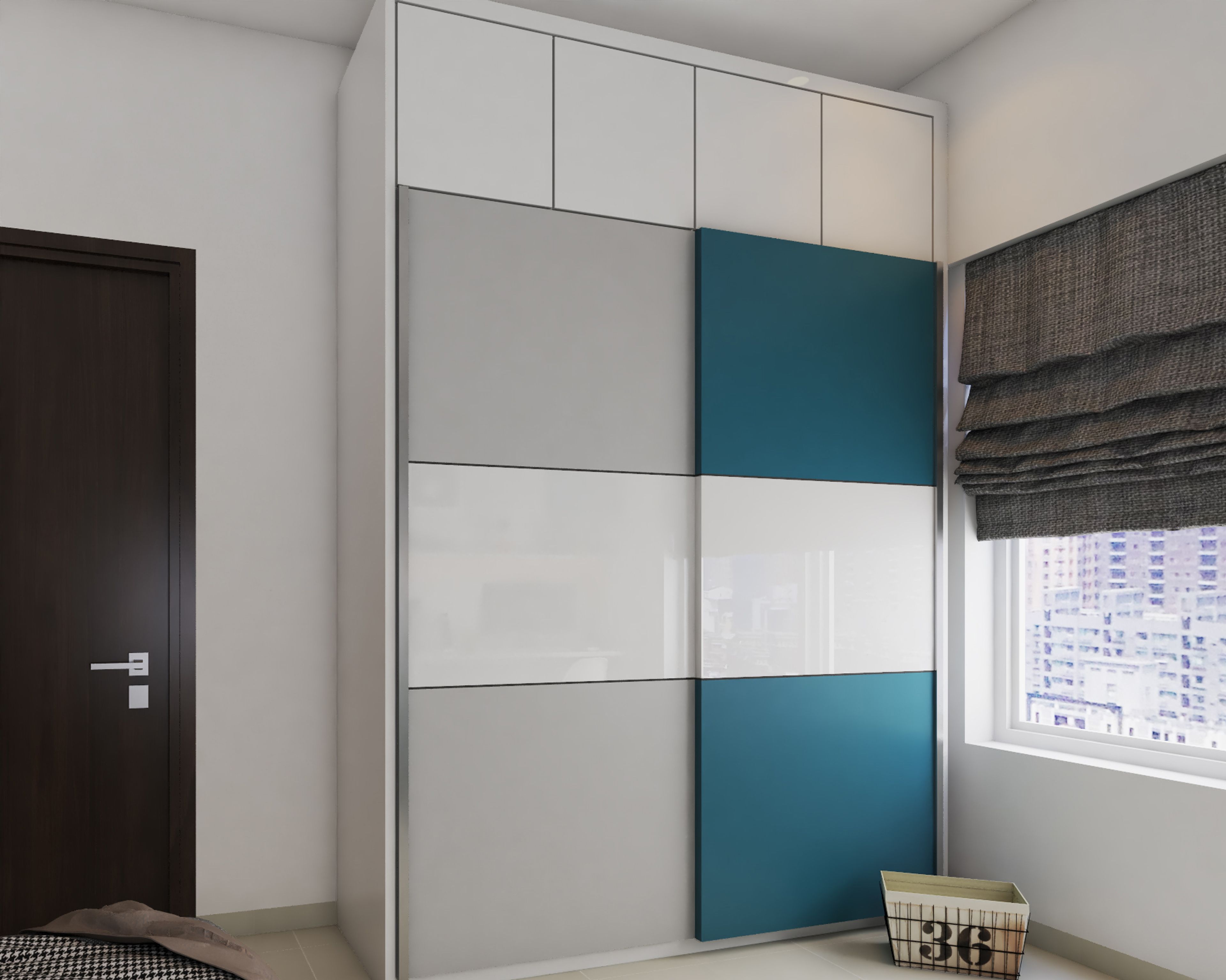 Contemporary 3 Divisional Shutter Wardrobe Design