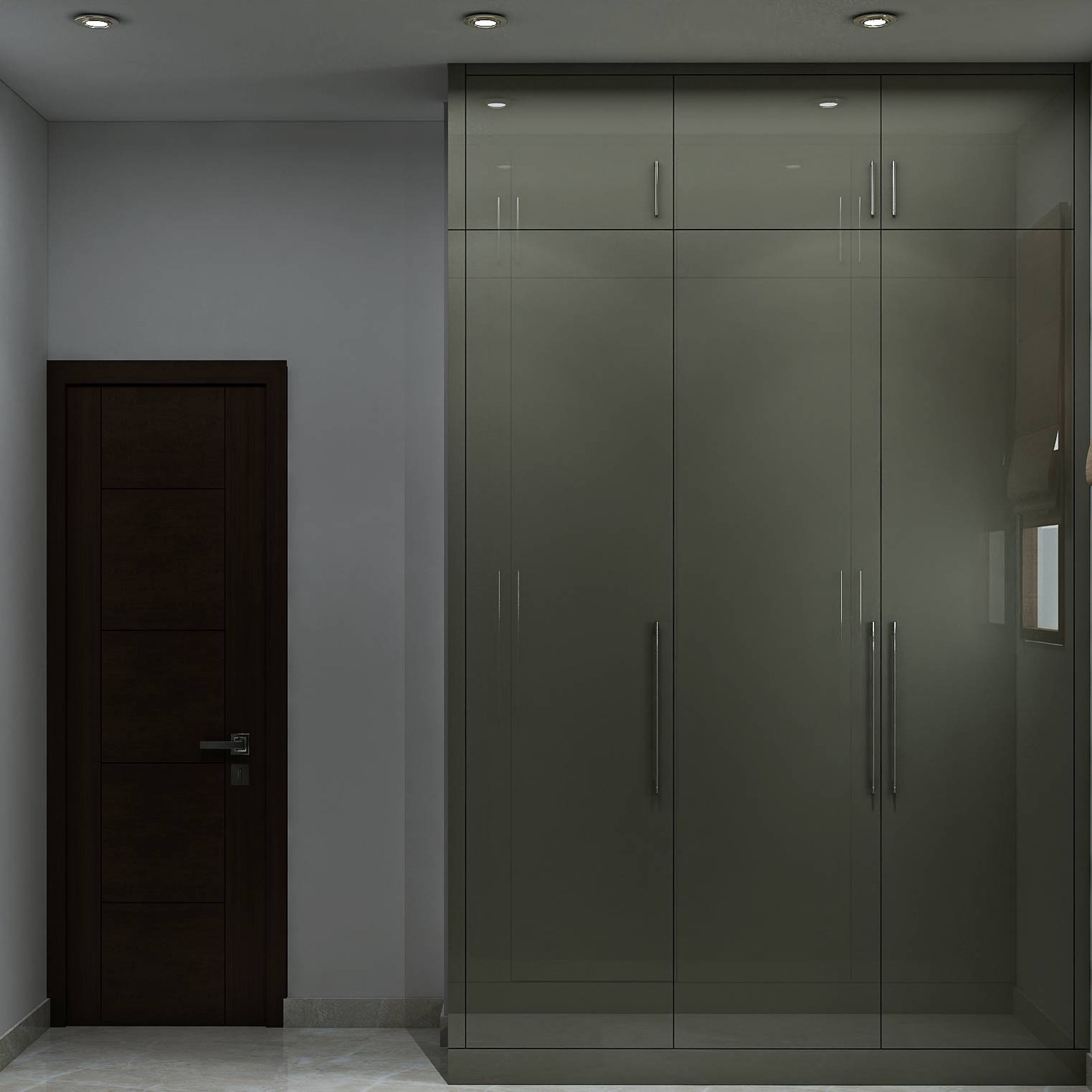 Monochromatic Modern Style Wardrobe Design With Hinged Door