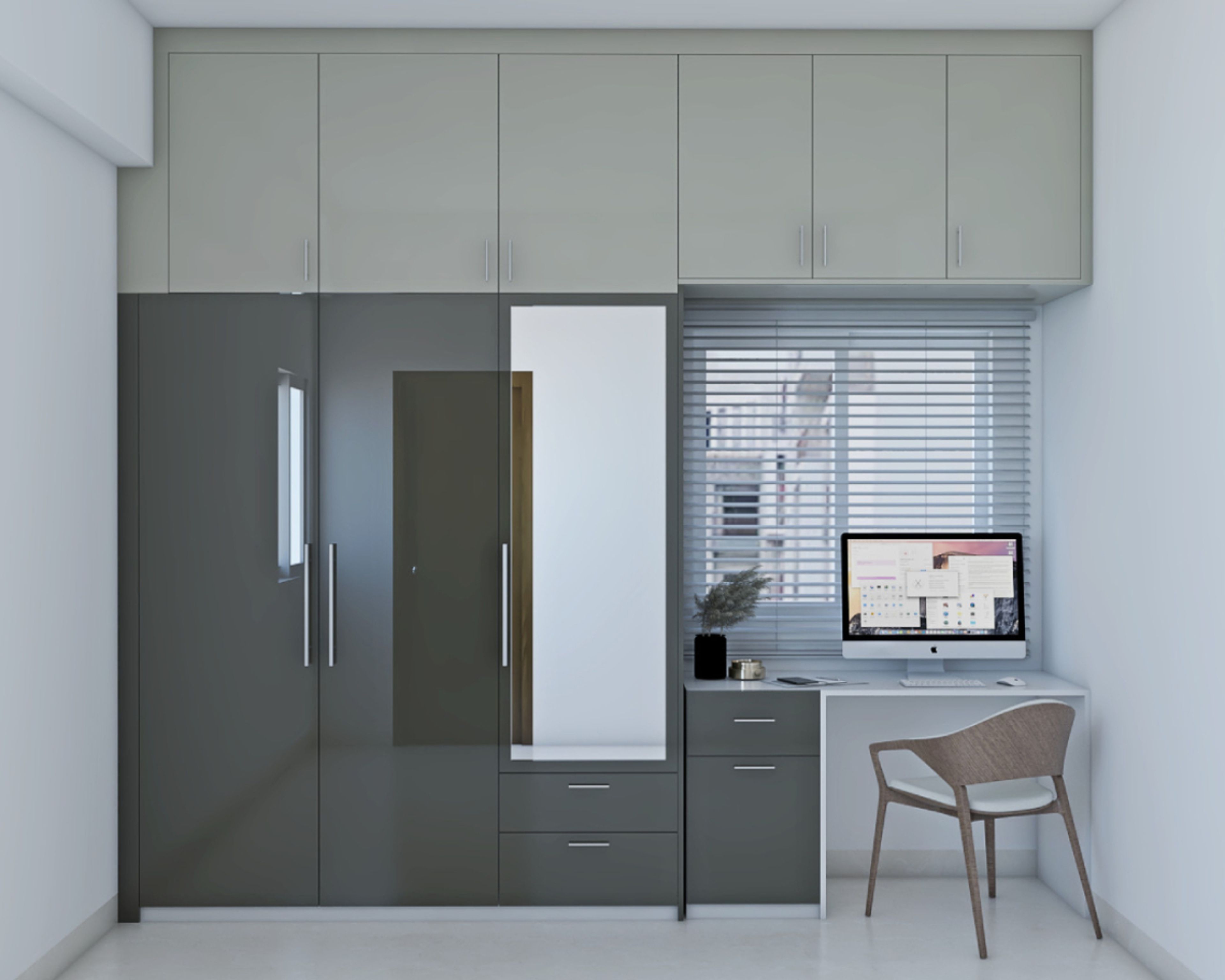 Modern Green And Beige Wardrobe Design