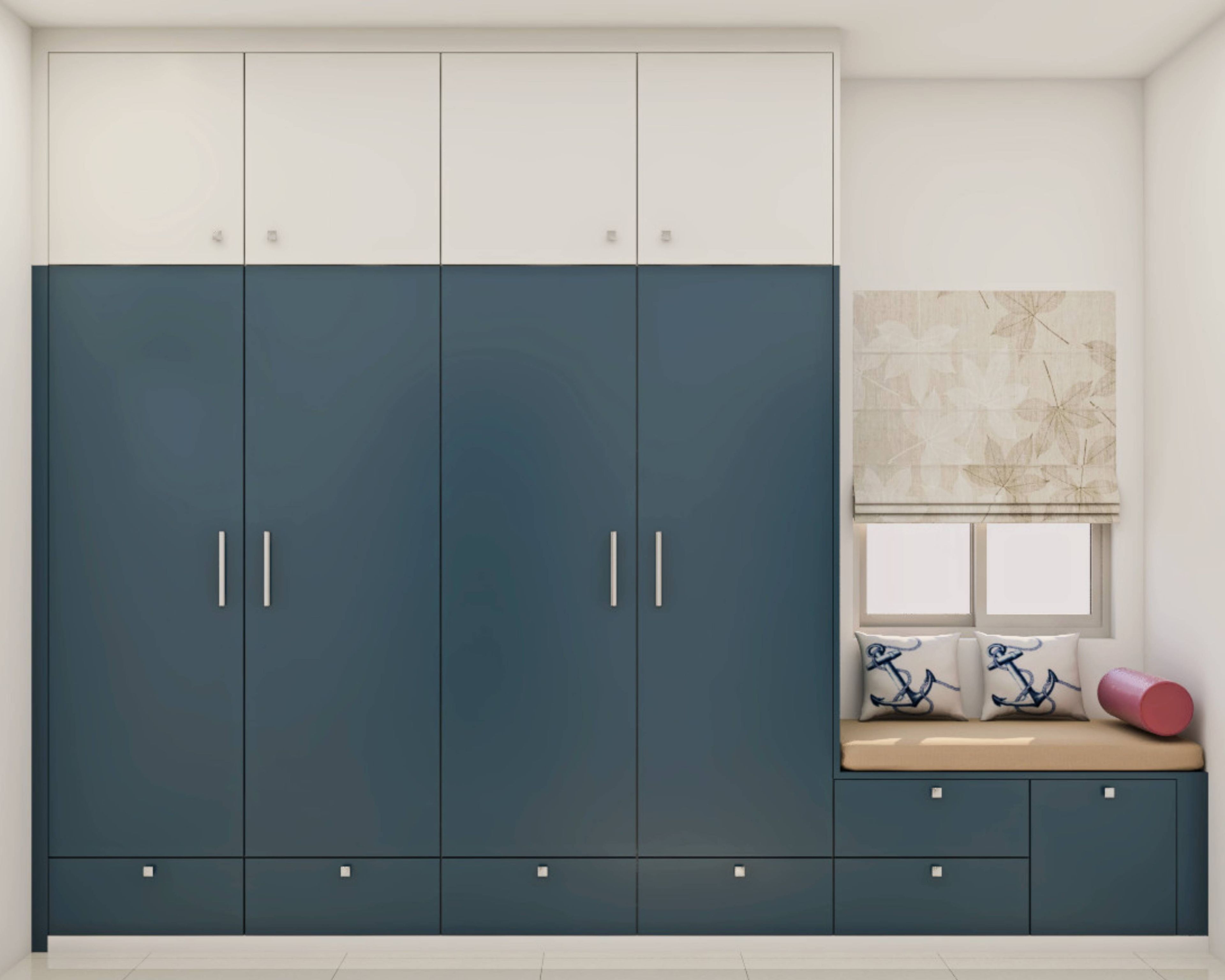 Dual Toned Modern Wardrobe Design With Seating