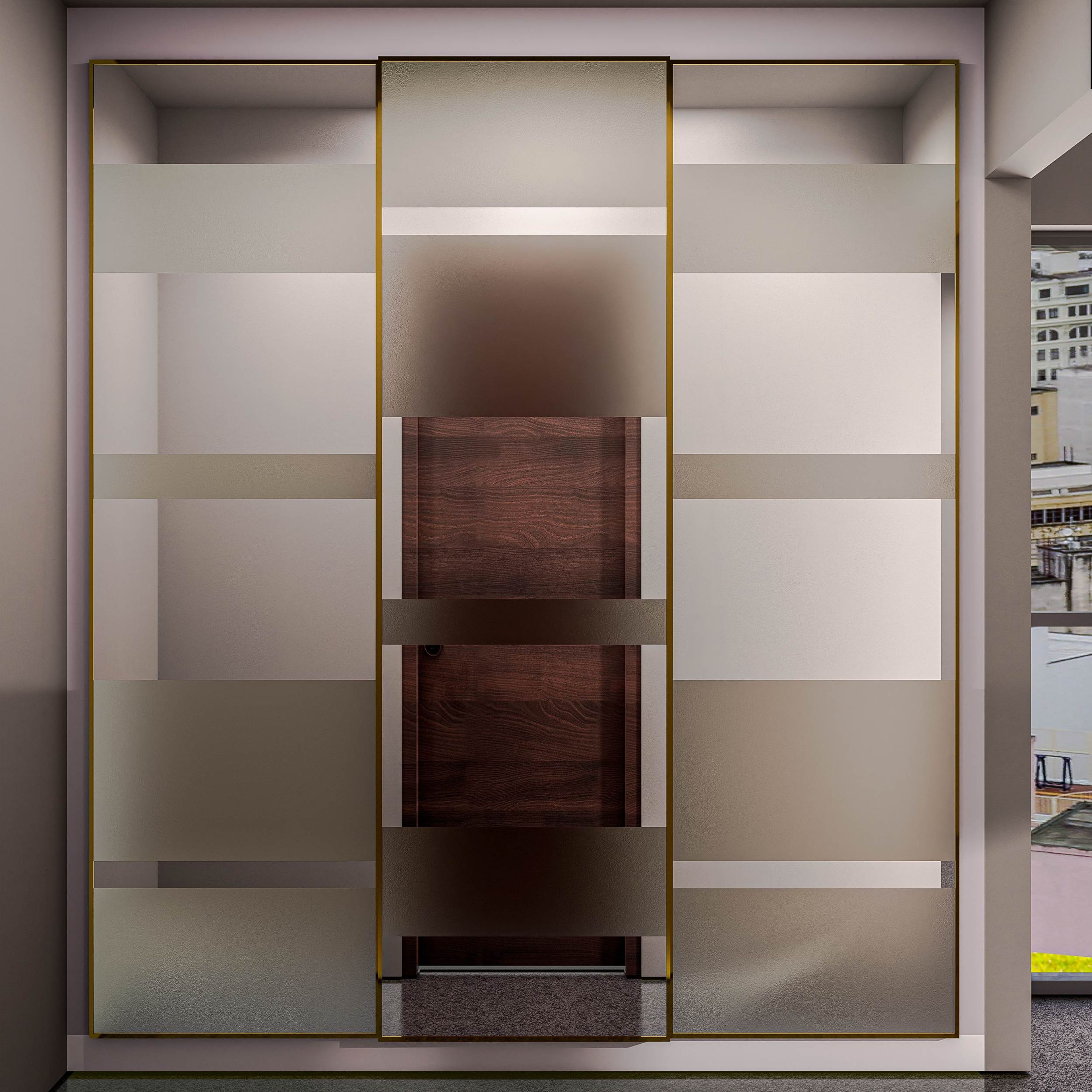 Sliding Door Contemporary Wardrobe Design With Mirror