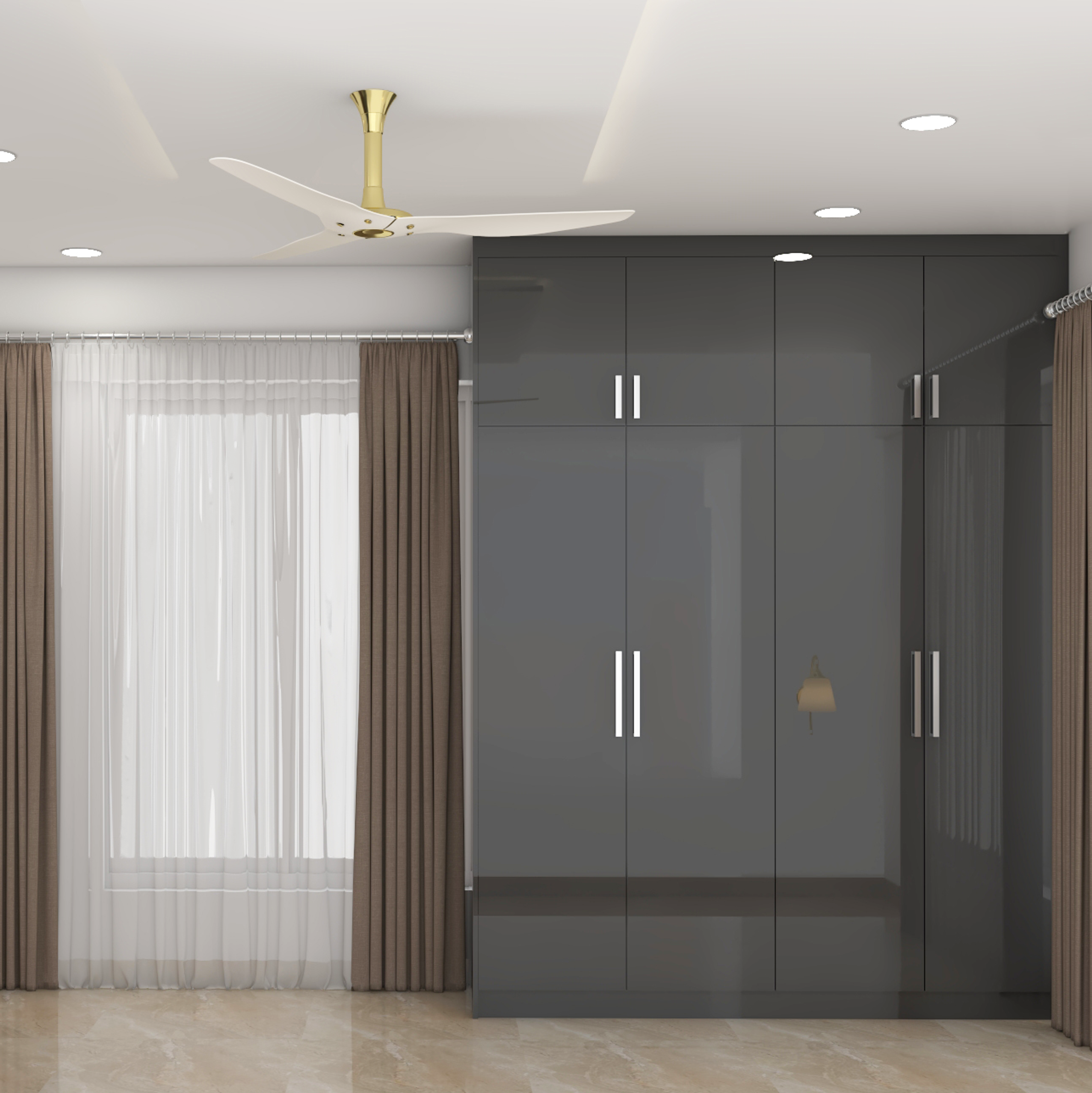 Contemporary Style Compact Wardrobe Design In Grey
