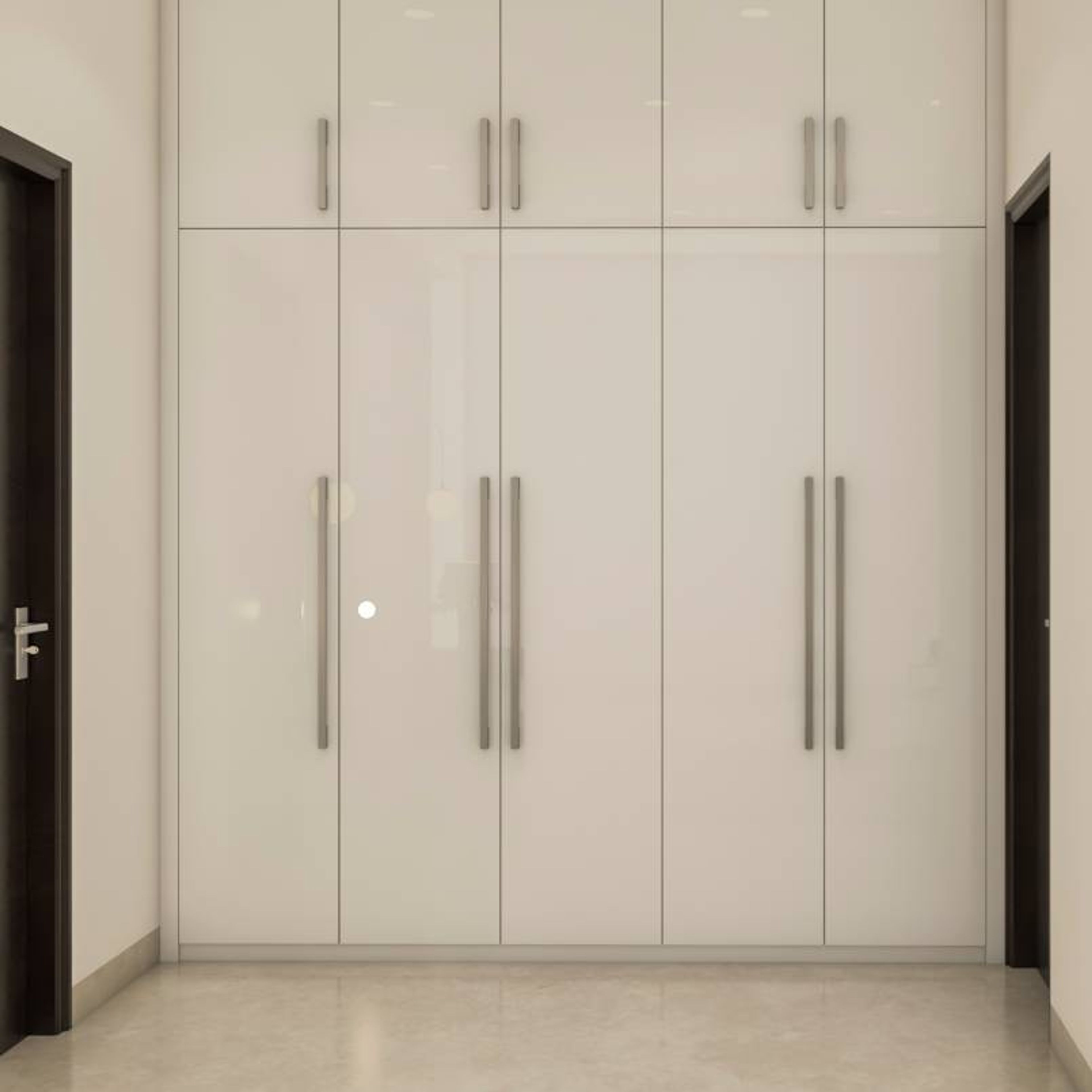 Monochromatic Modern Wardrobe Design With Glossy Finish