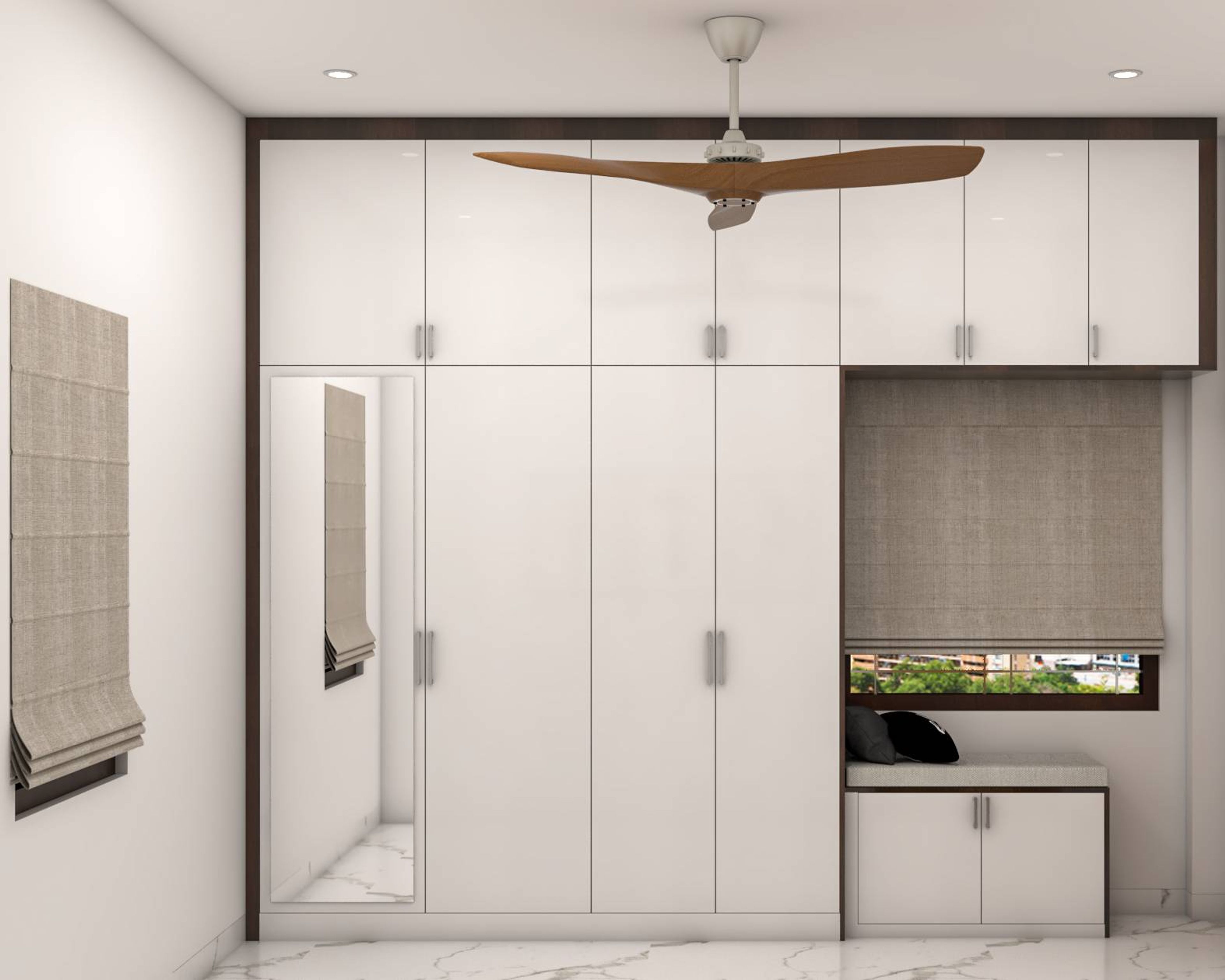 Modern Spacious Wardrobe Design With Mirror