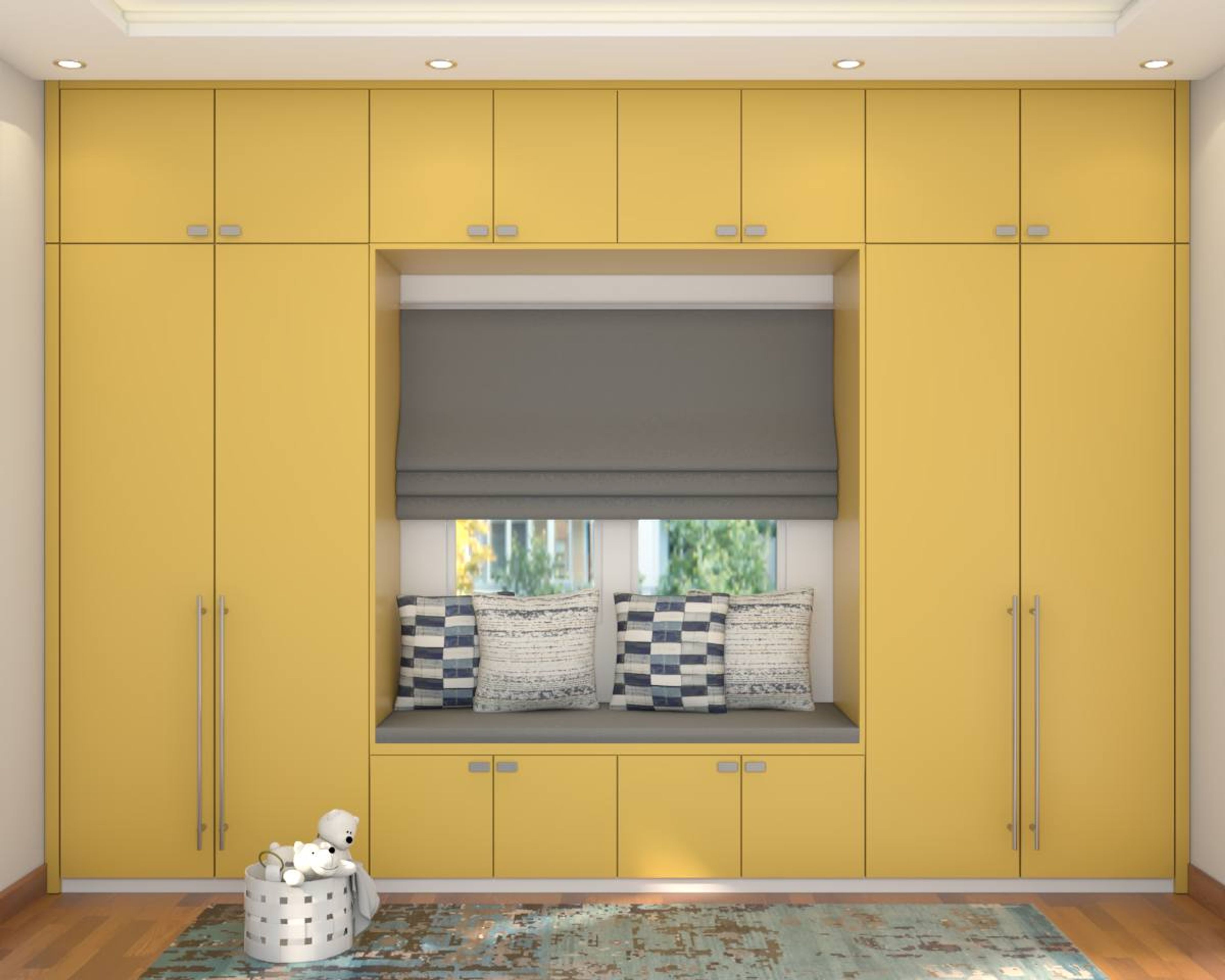 Yellow Toned Contemporary Spacious Wardrobe Design