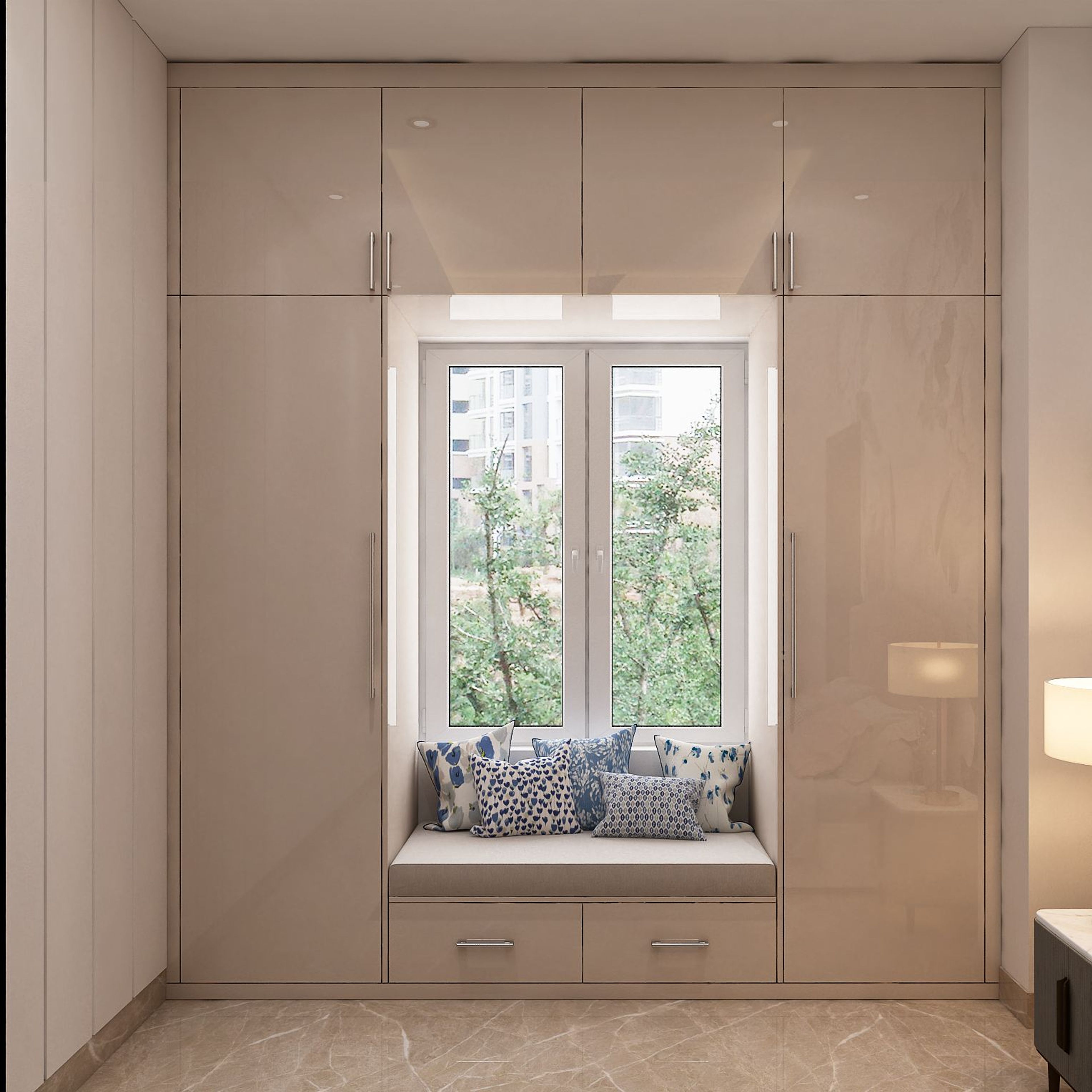 Modern Style Glossy Wardrobe Deisgn In Beige