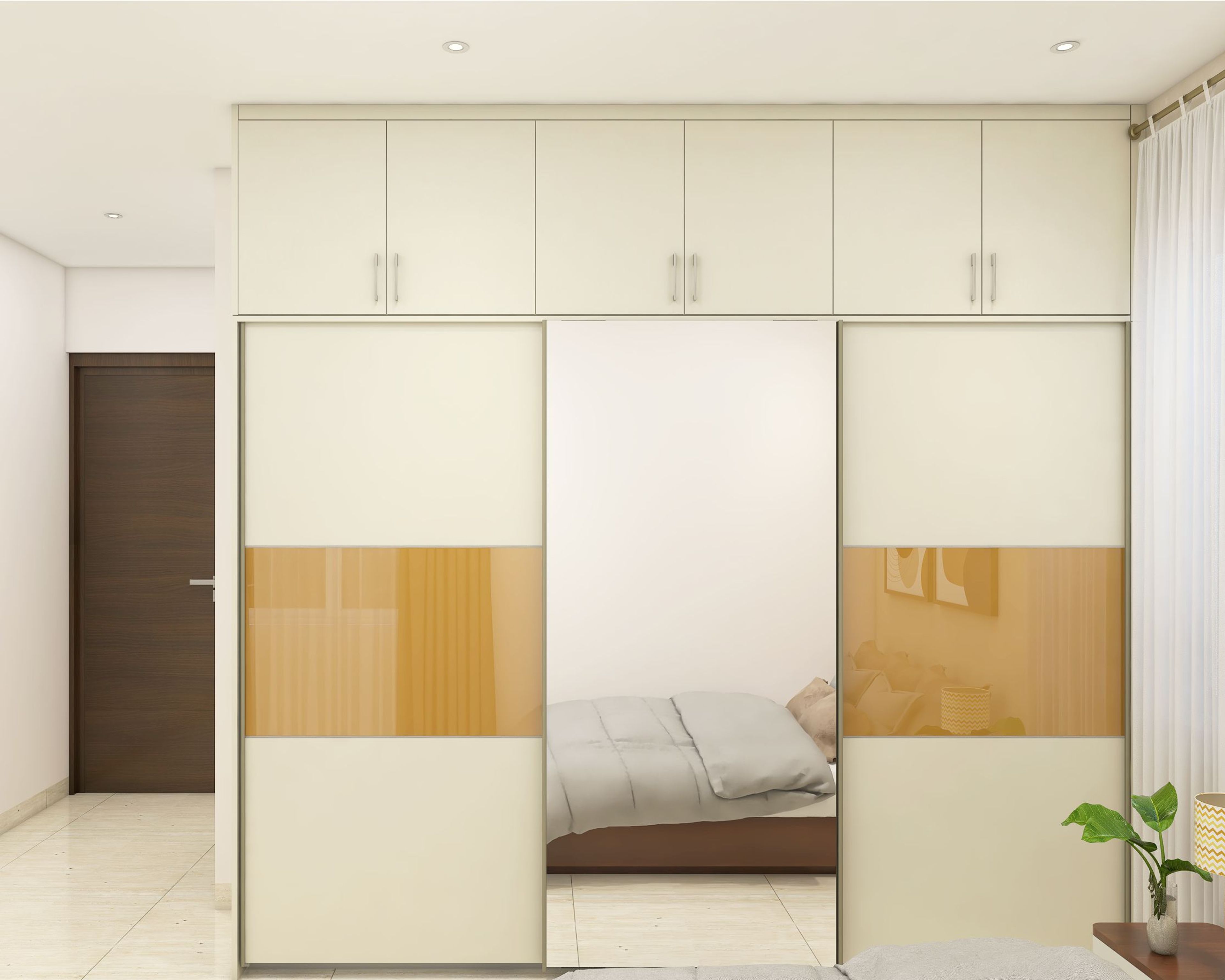 Modern Wardrobe Design With Mirror And Sliding Shutters