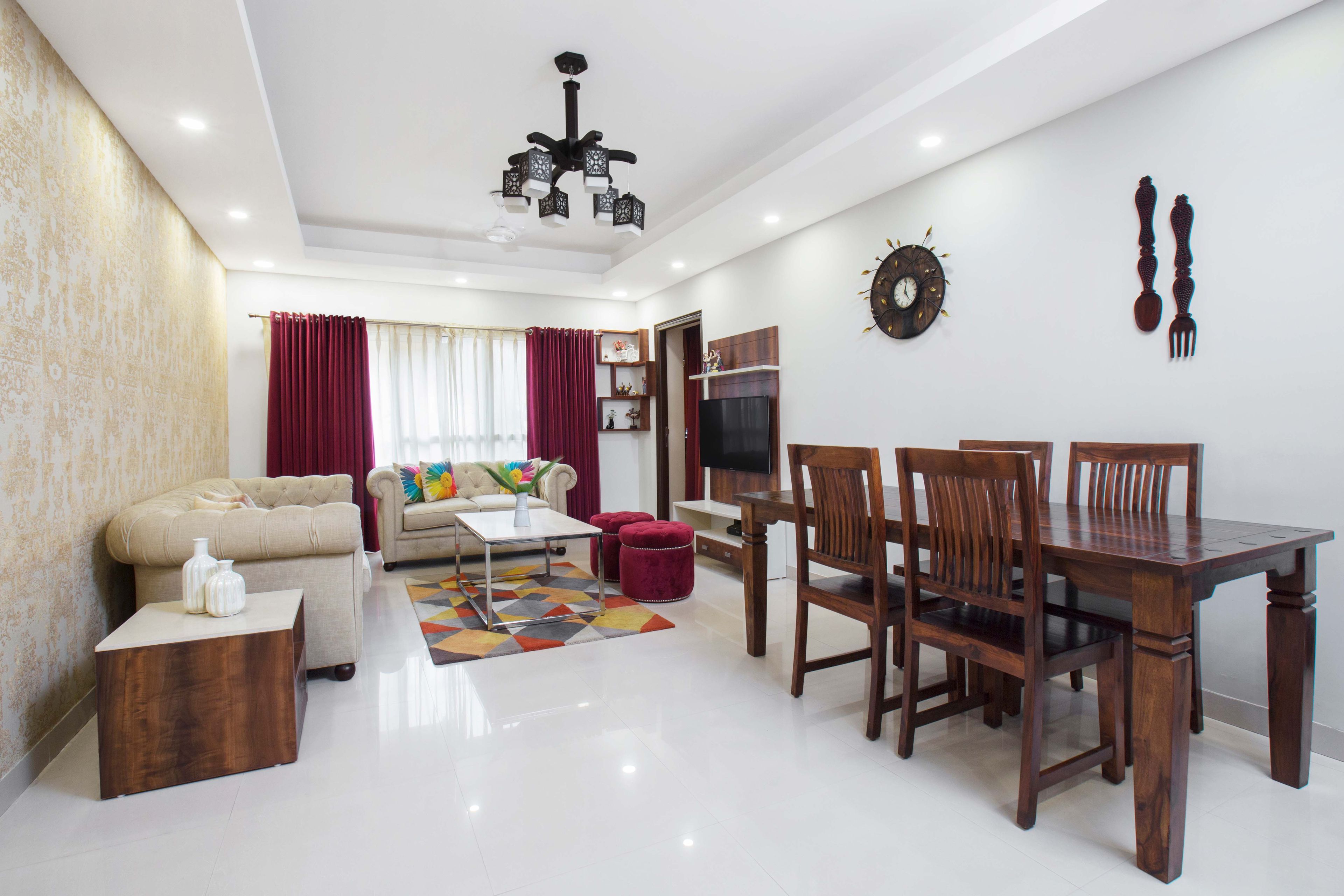 7x9 Ft All-Wood 4-Seater Dining Room Design - Livspace