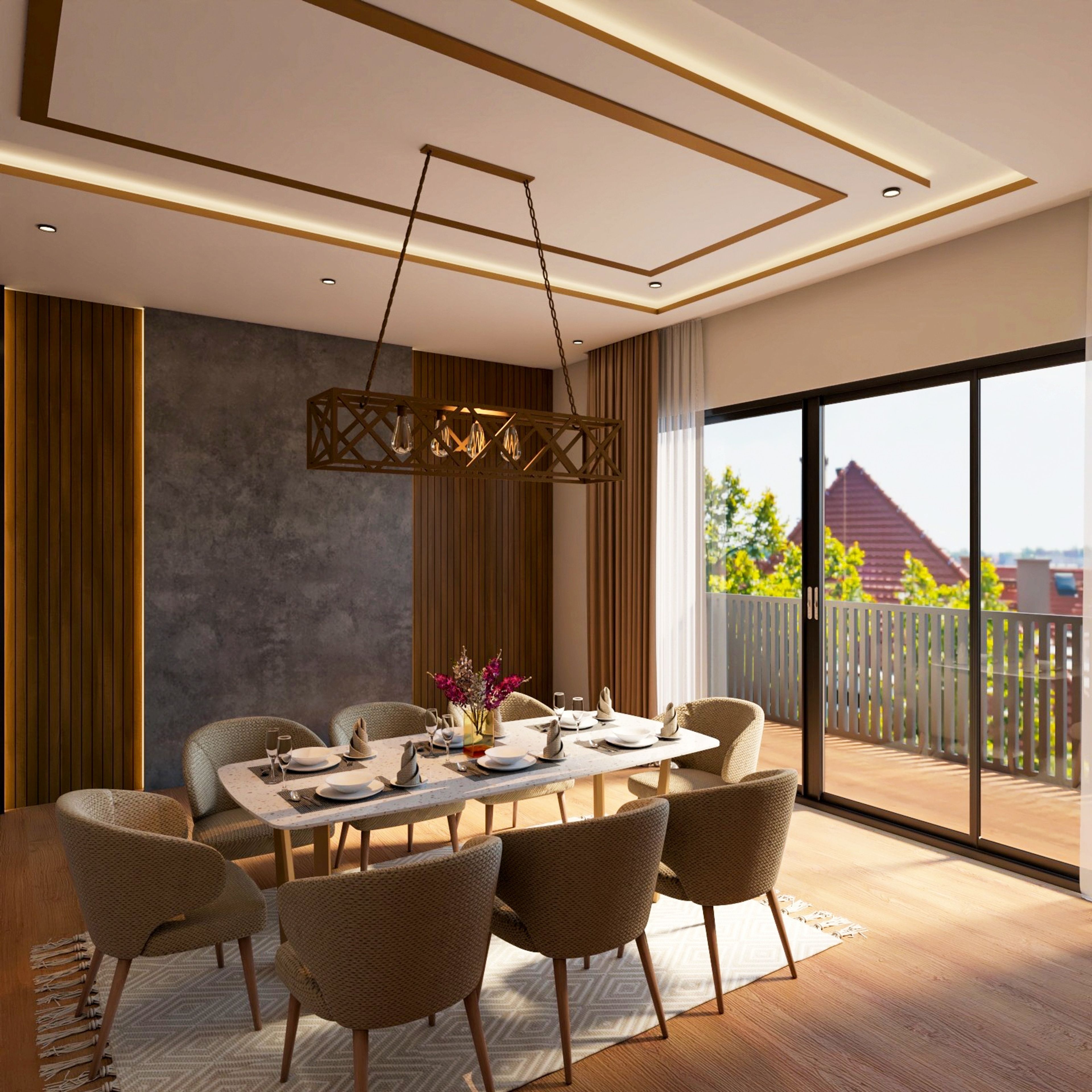 Classic Rectangular Gypsum Ceiling Design In White And Wood - Livspace