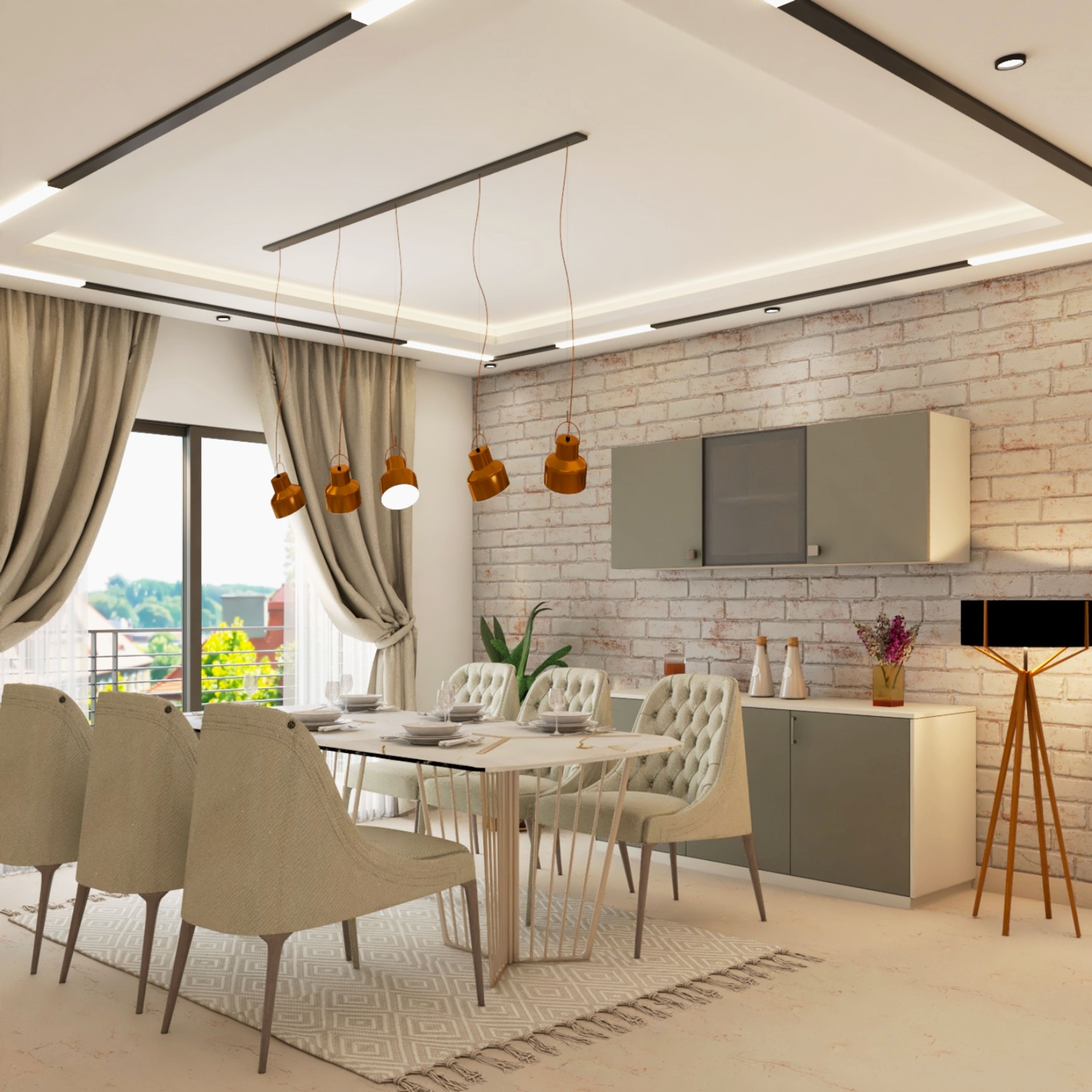 Modern Peripheral False Ceiling Design With Console Track Lights